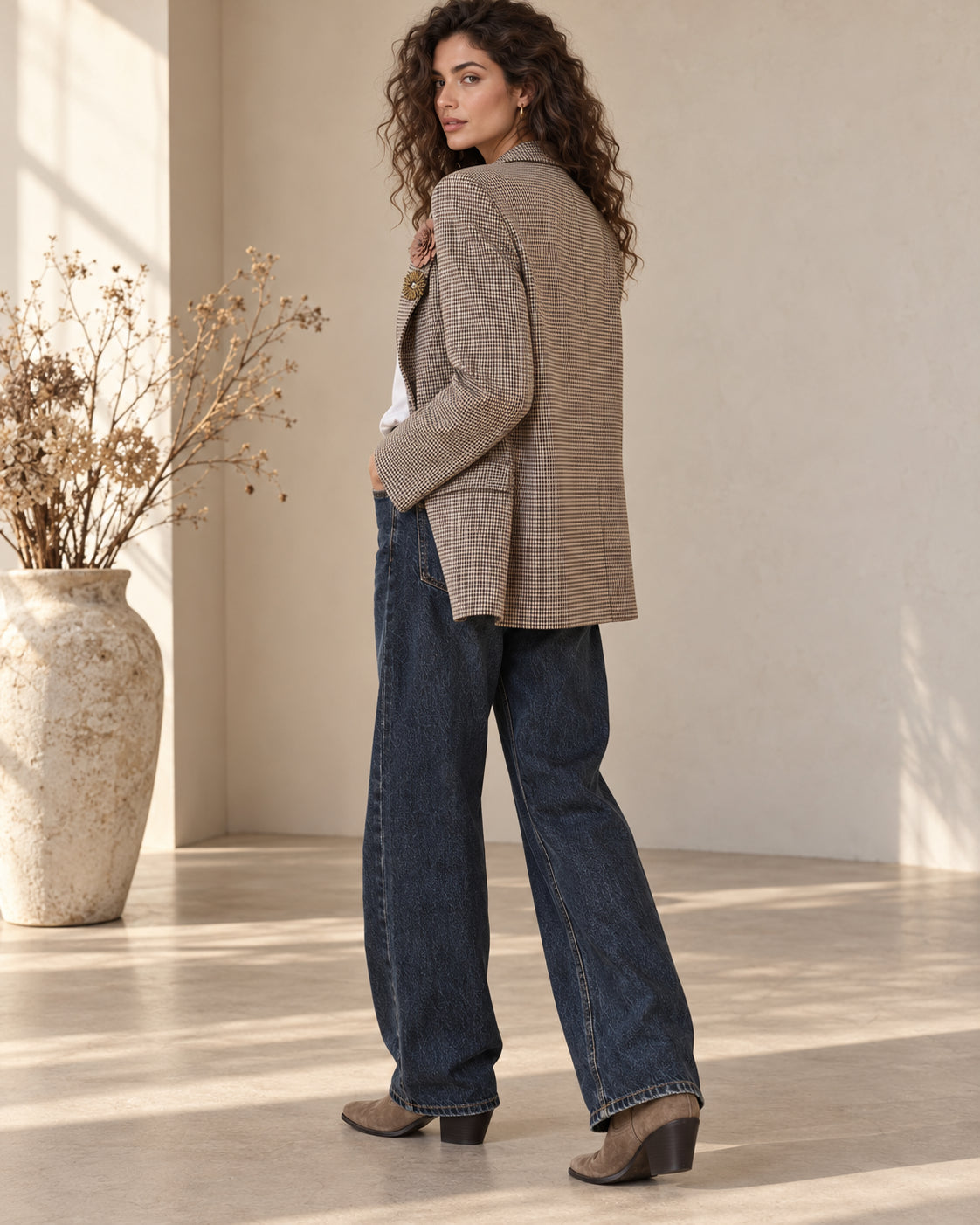 Blazer Vicolo pied-de-poule con spille gioiello - VICOLO