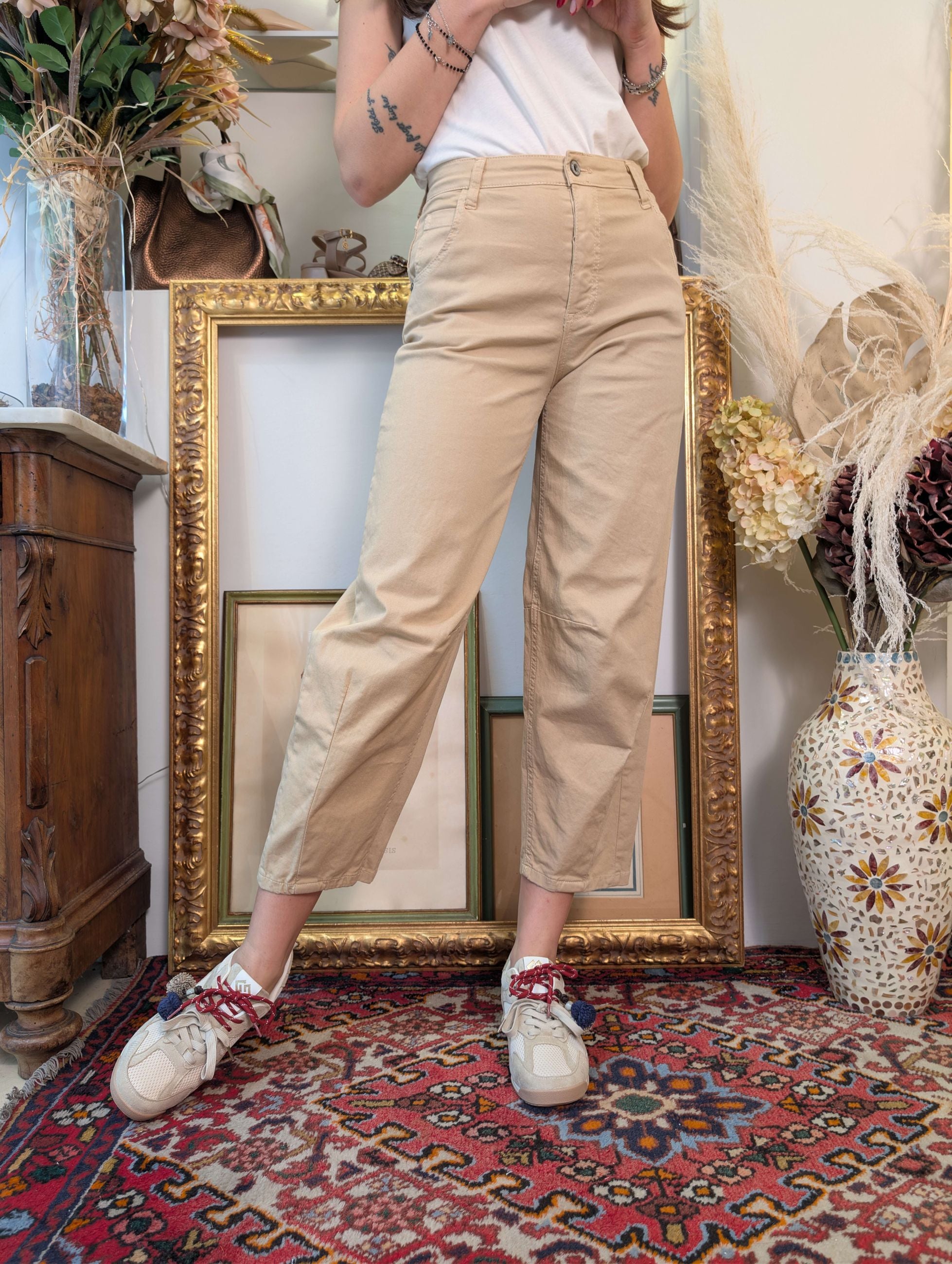 Panta baggy in gabardina di cotone - PLEASE