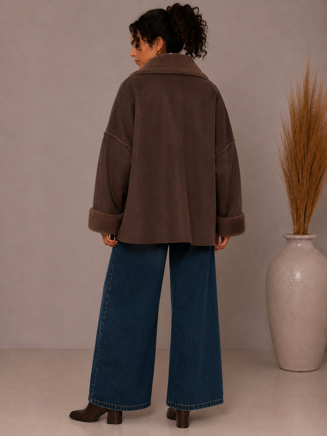 Giubbotto Oversize Suede Touch con Faux Fur - Sandro Ferrone