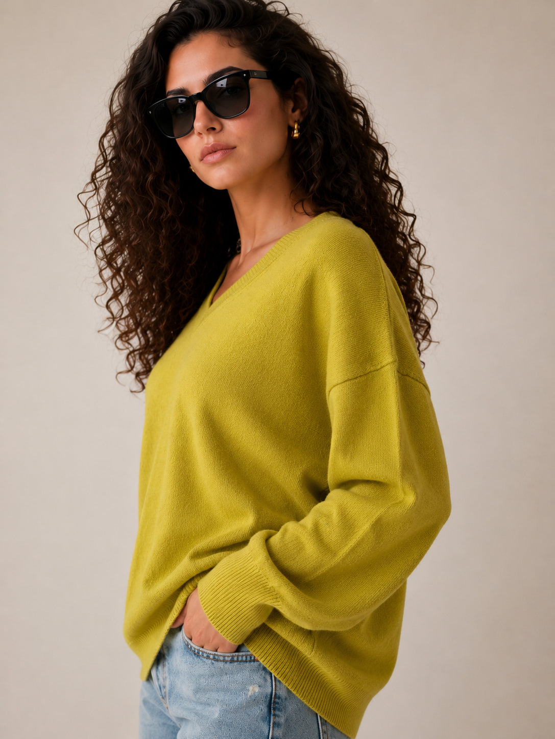 Maglia scollo a v con fondo manica sbuffo - LOLA by Sandro Ferrone