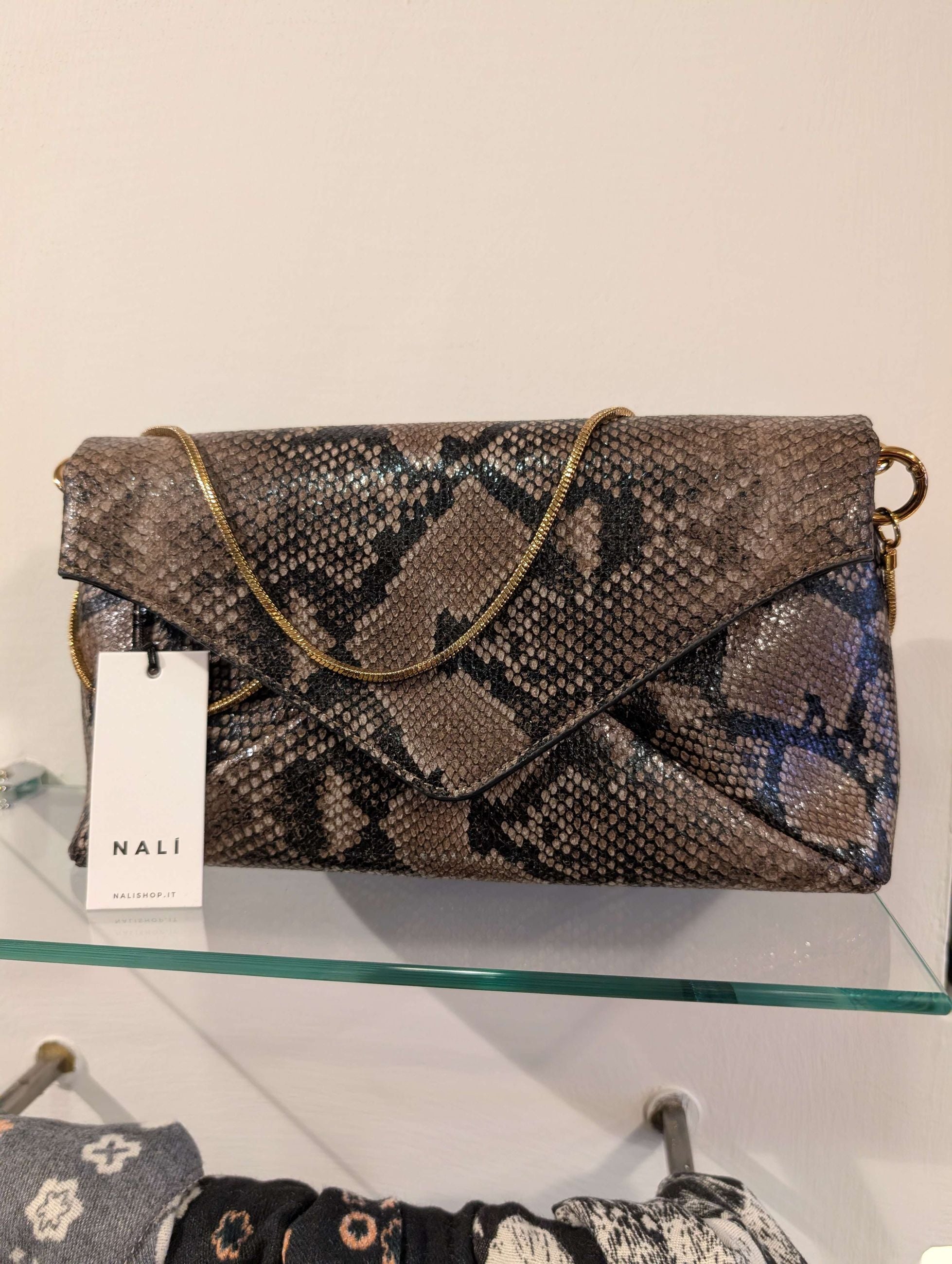 BORSA NOIR CLUTCH SNAKE MARRONE - NALI'