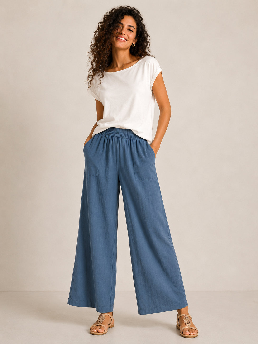 Panta essential in cotone leggero tinto in capo - SHE_FLORENCE_LAB