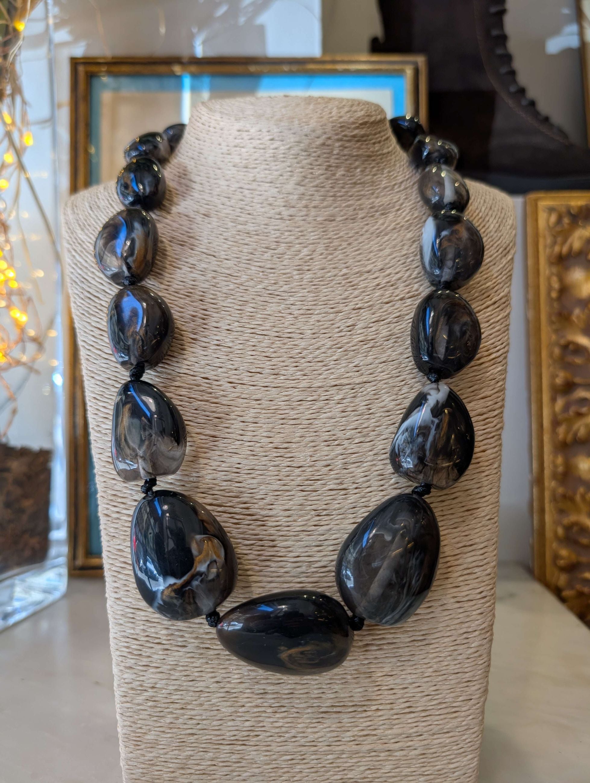 COLLANA GAIA OVER IN RESINA NUVOLATA NERO - NALI'