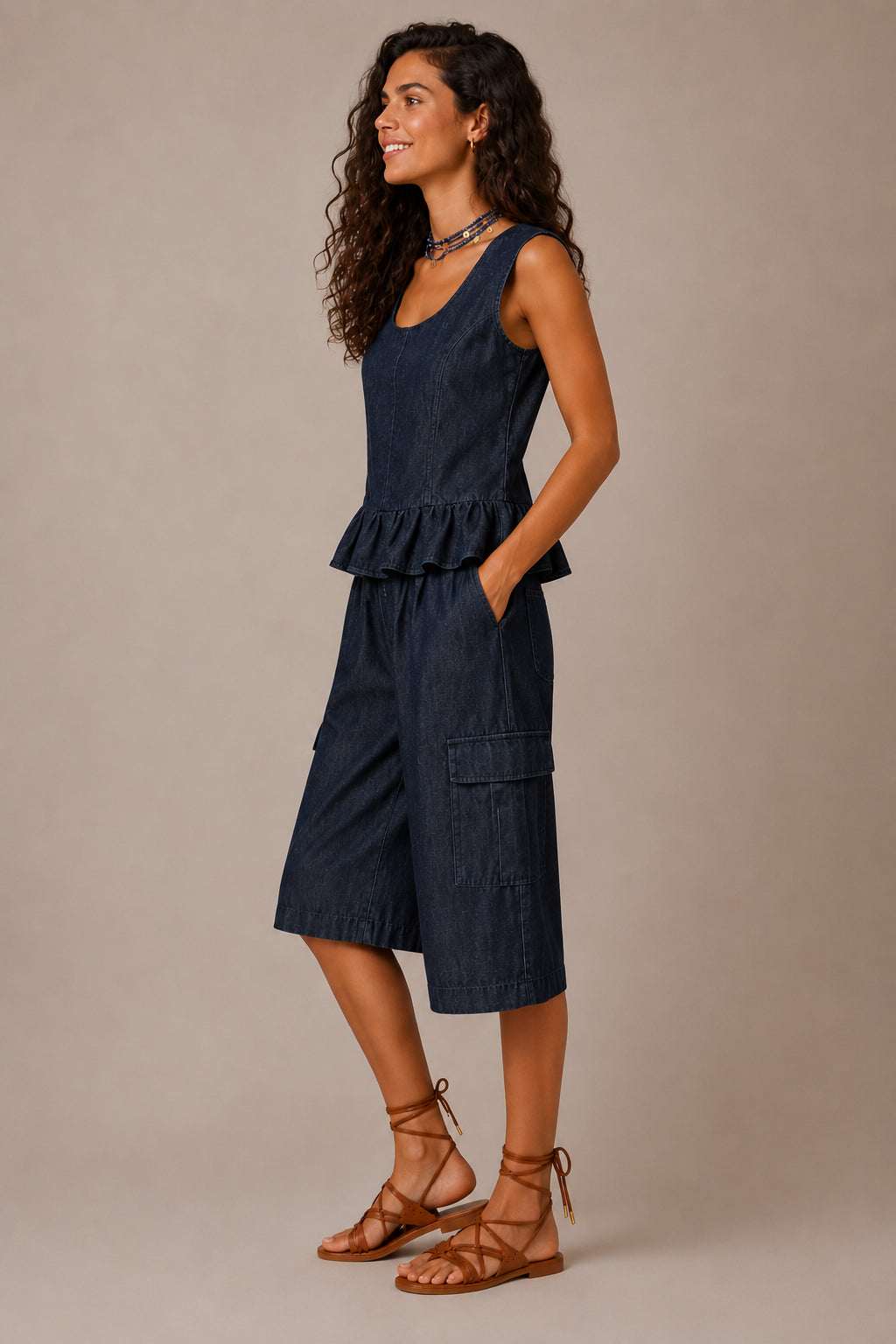 Top in chambray lavato - TENSIONE IN
