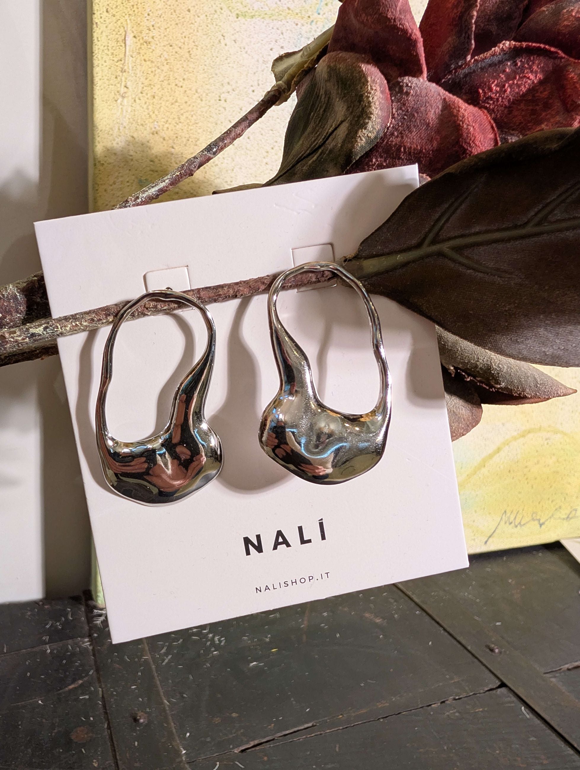 ORECCHINI PENDENTI ASTRATTI ARGENTO - NALI'