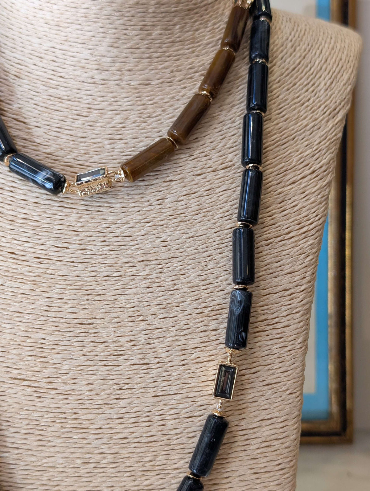 COLLANA JIL LUNGA  PIETRE BAGUETTE NERO - NALI'