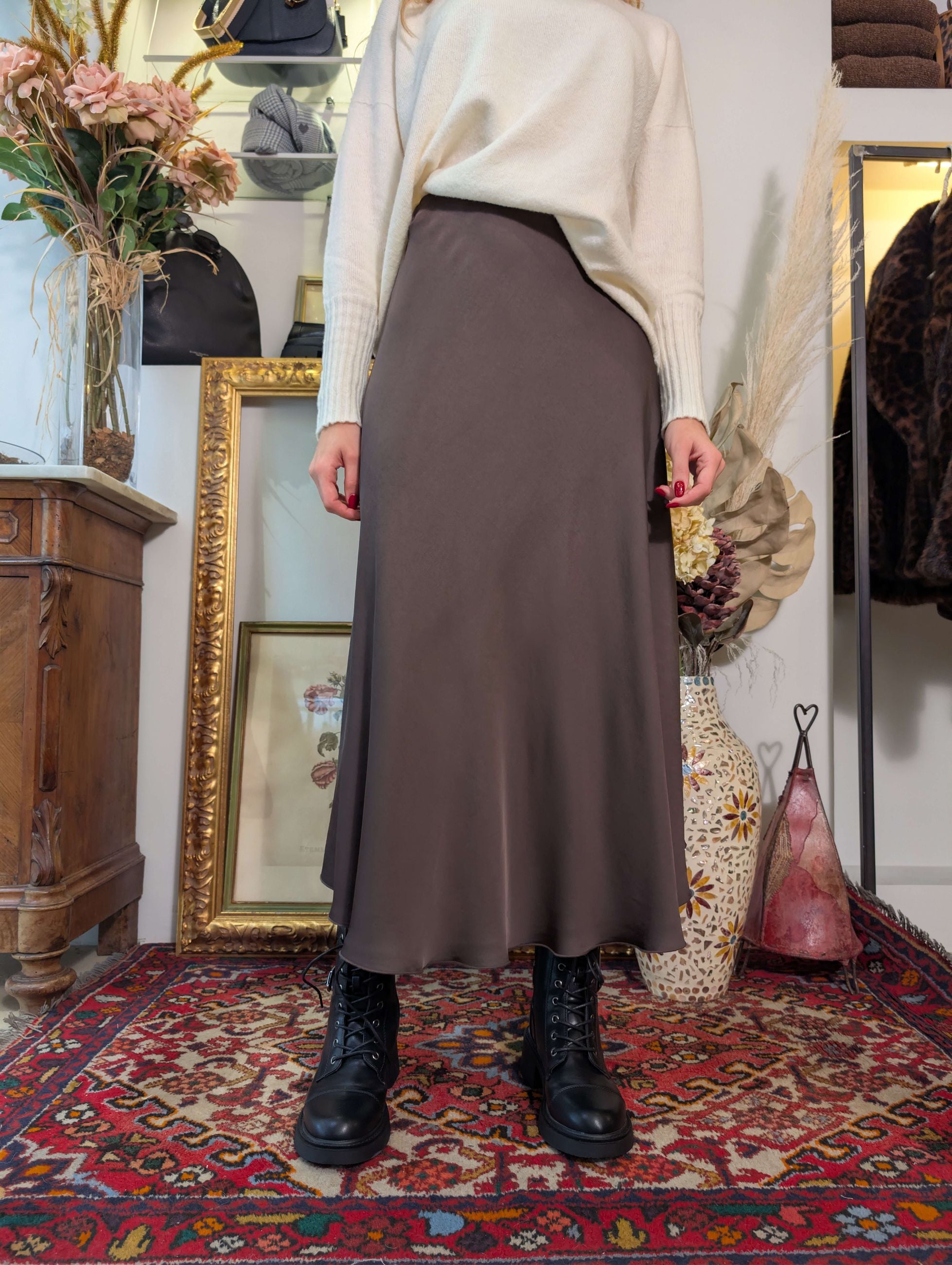 Gonna midi in raso di viscosa - SHE_FLORENCE_LAB