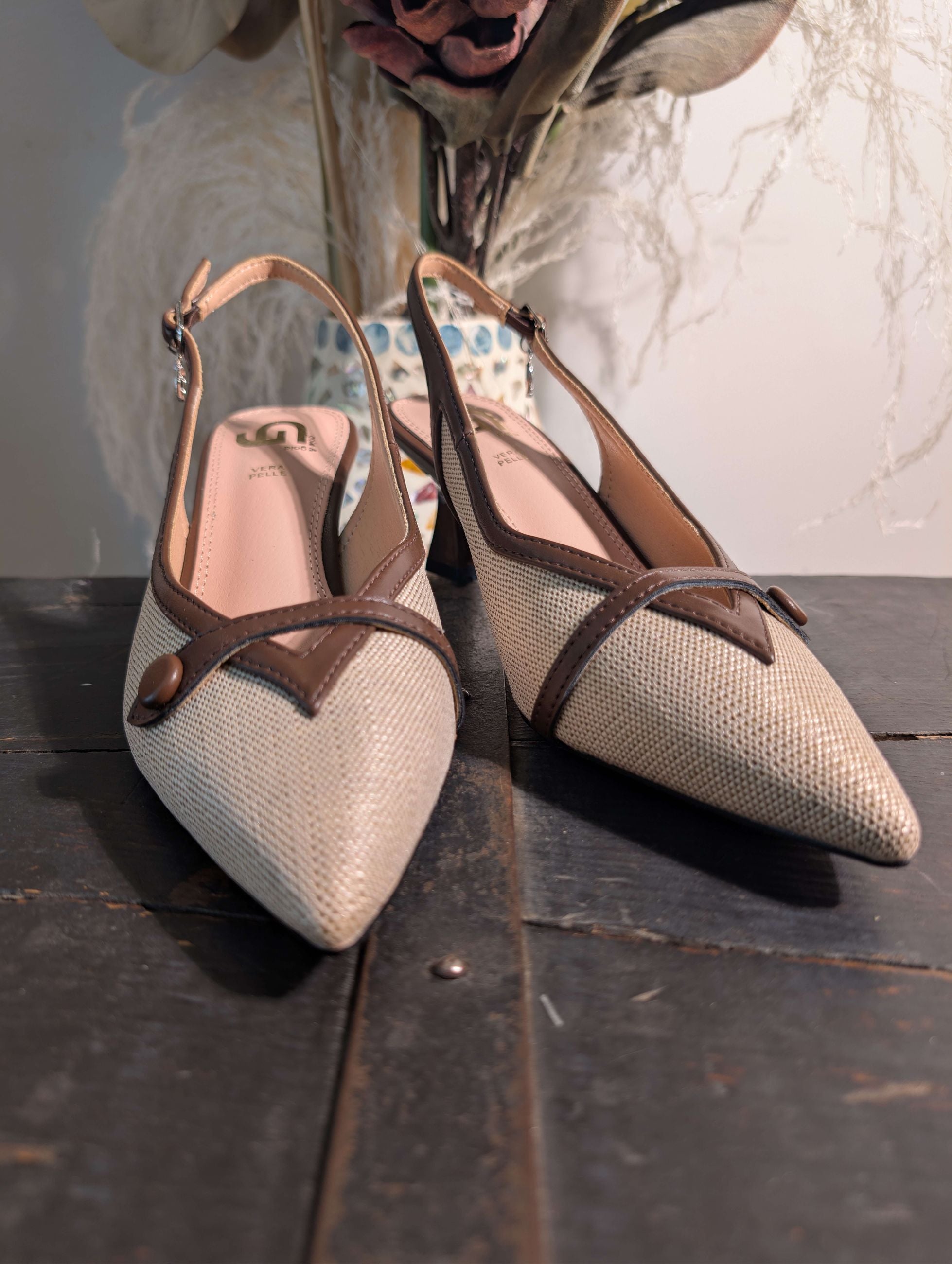 SLINGBACK INTRECCIATA CON MORSETTO - GOLD & GOLD