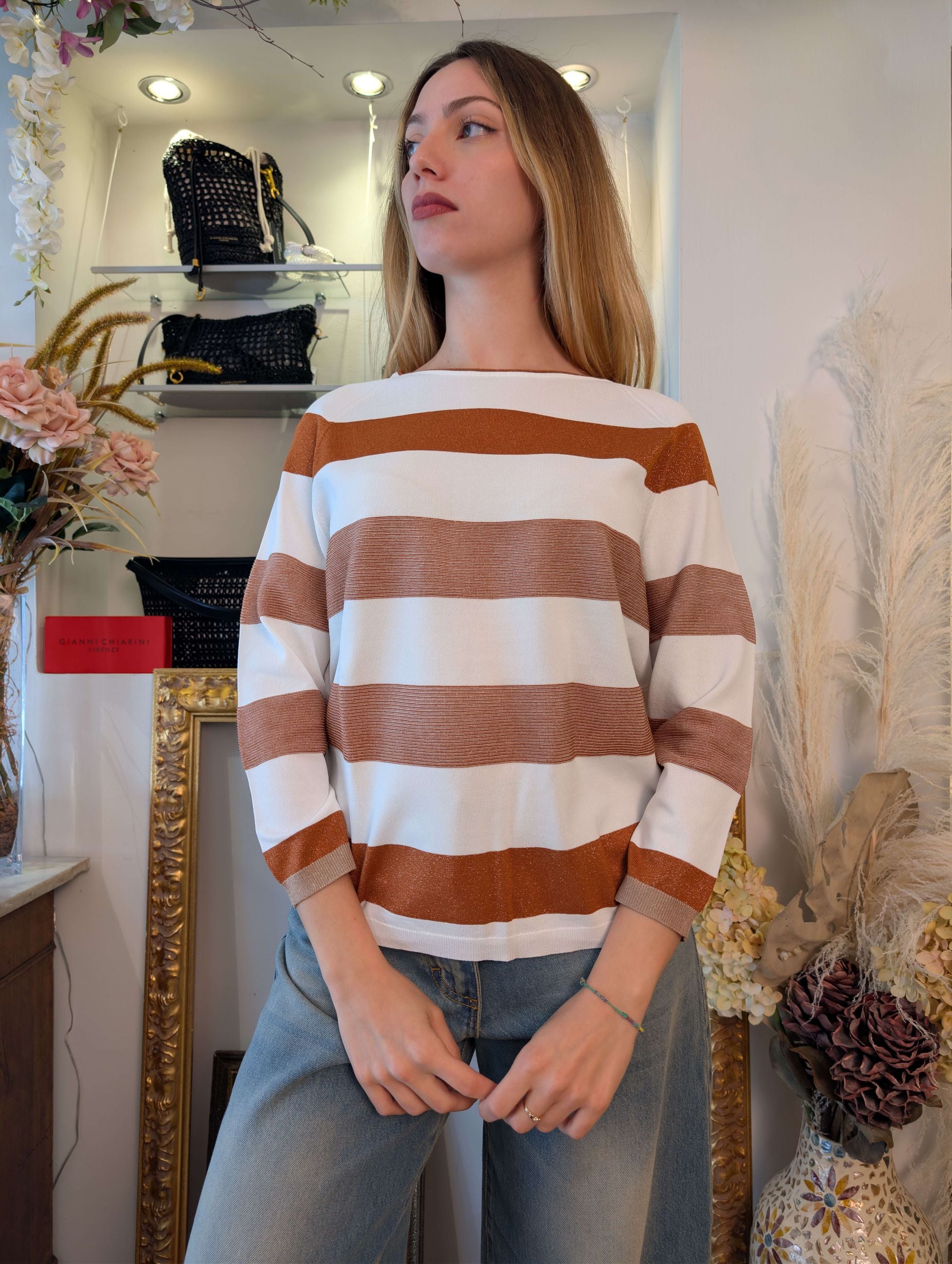 Maglia Girocollo Rigata con Lurex - SHE_FLORENCE_LAB