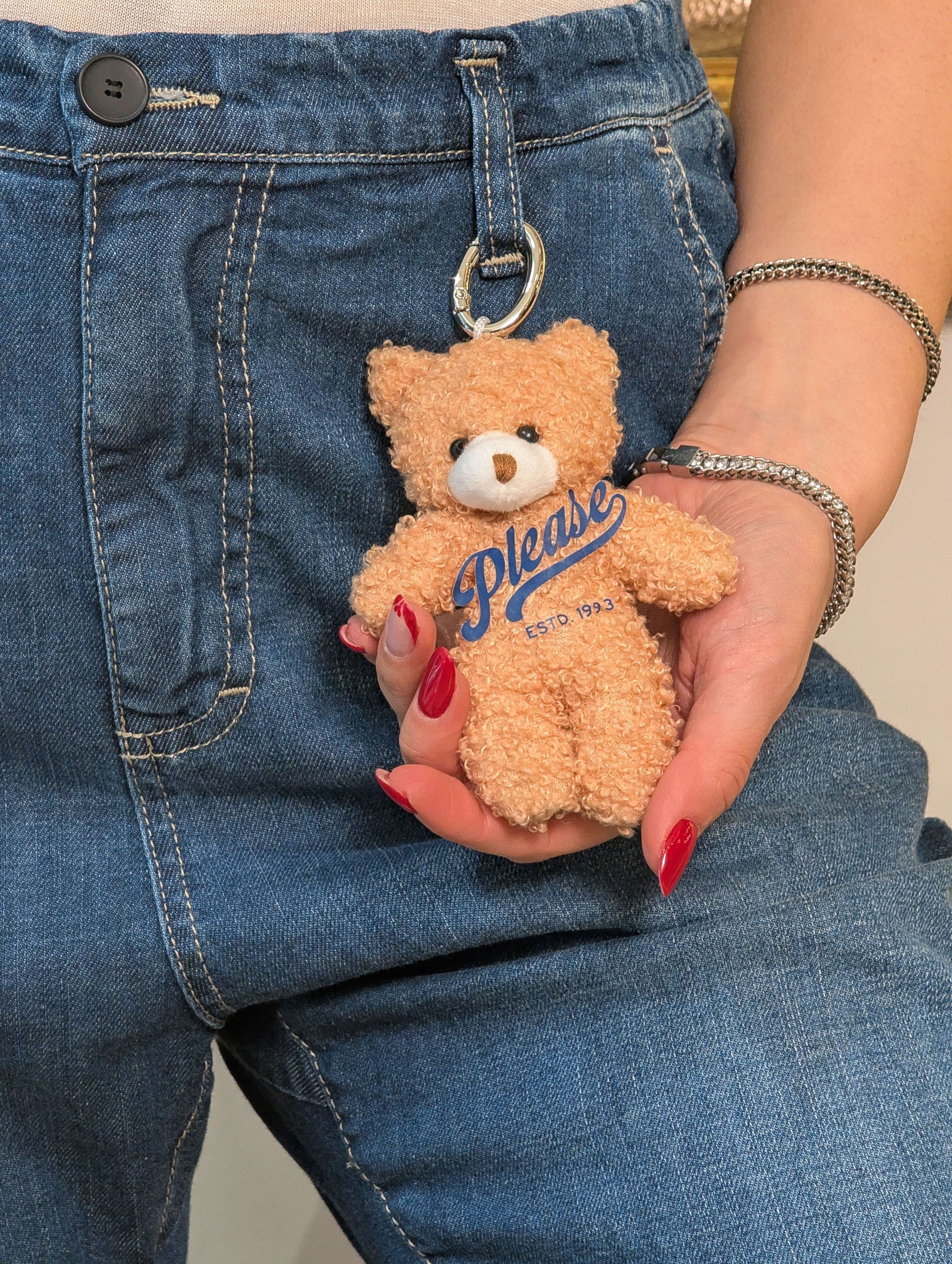 Panta chino in denim con charm - PLEASE