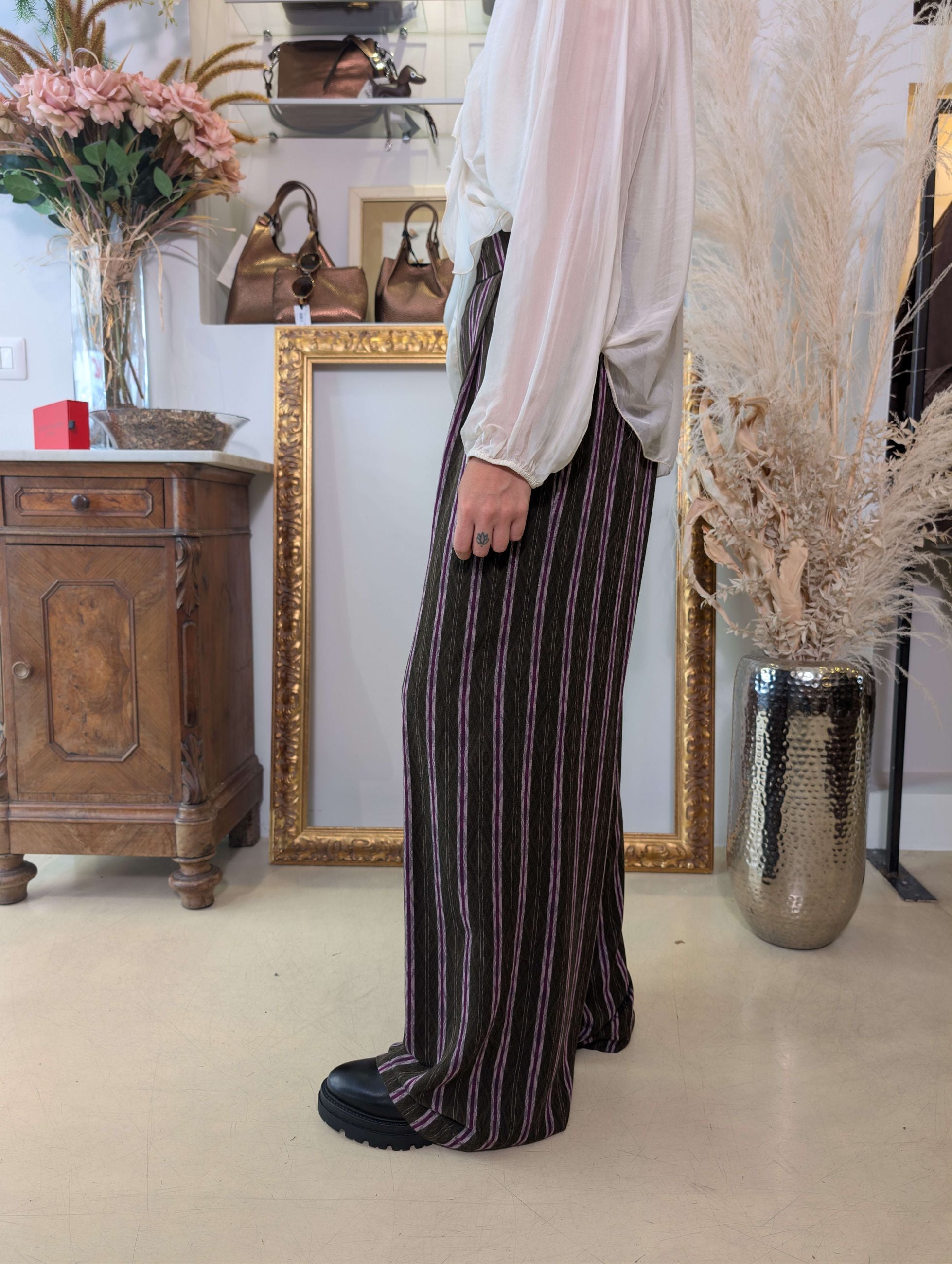 Pantalone palazzo in viscosa jacquard - DIXIE
