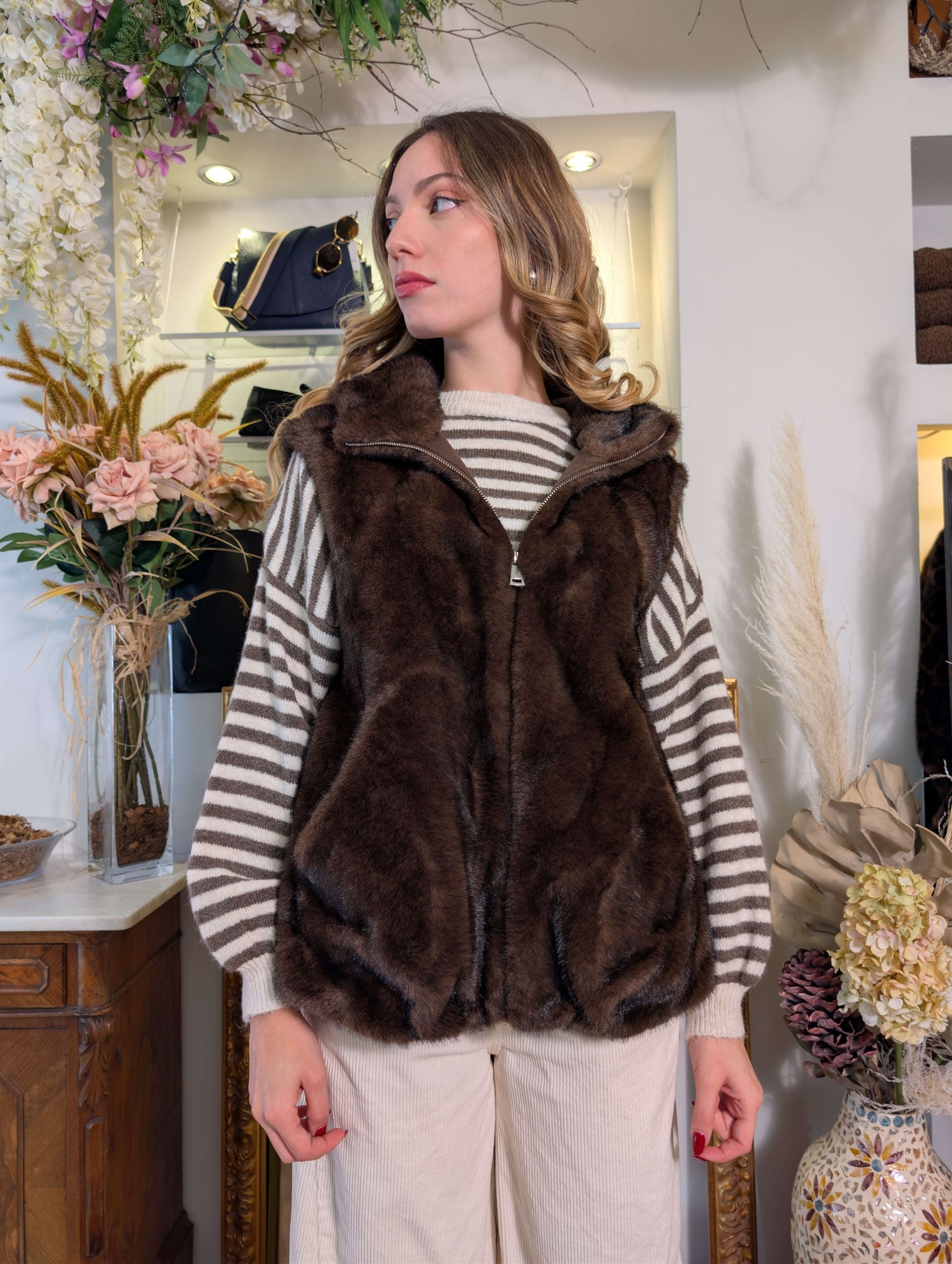 Gilet in faux fur con interno in ecoshearling - SHE_FLORENCE_LAB