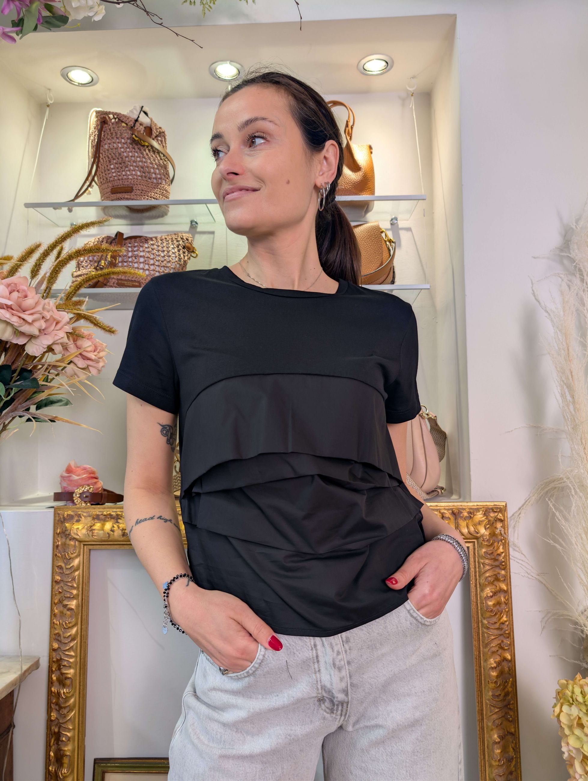 Blusa japan jersey e popeline - Sandro Ferrone