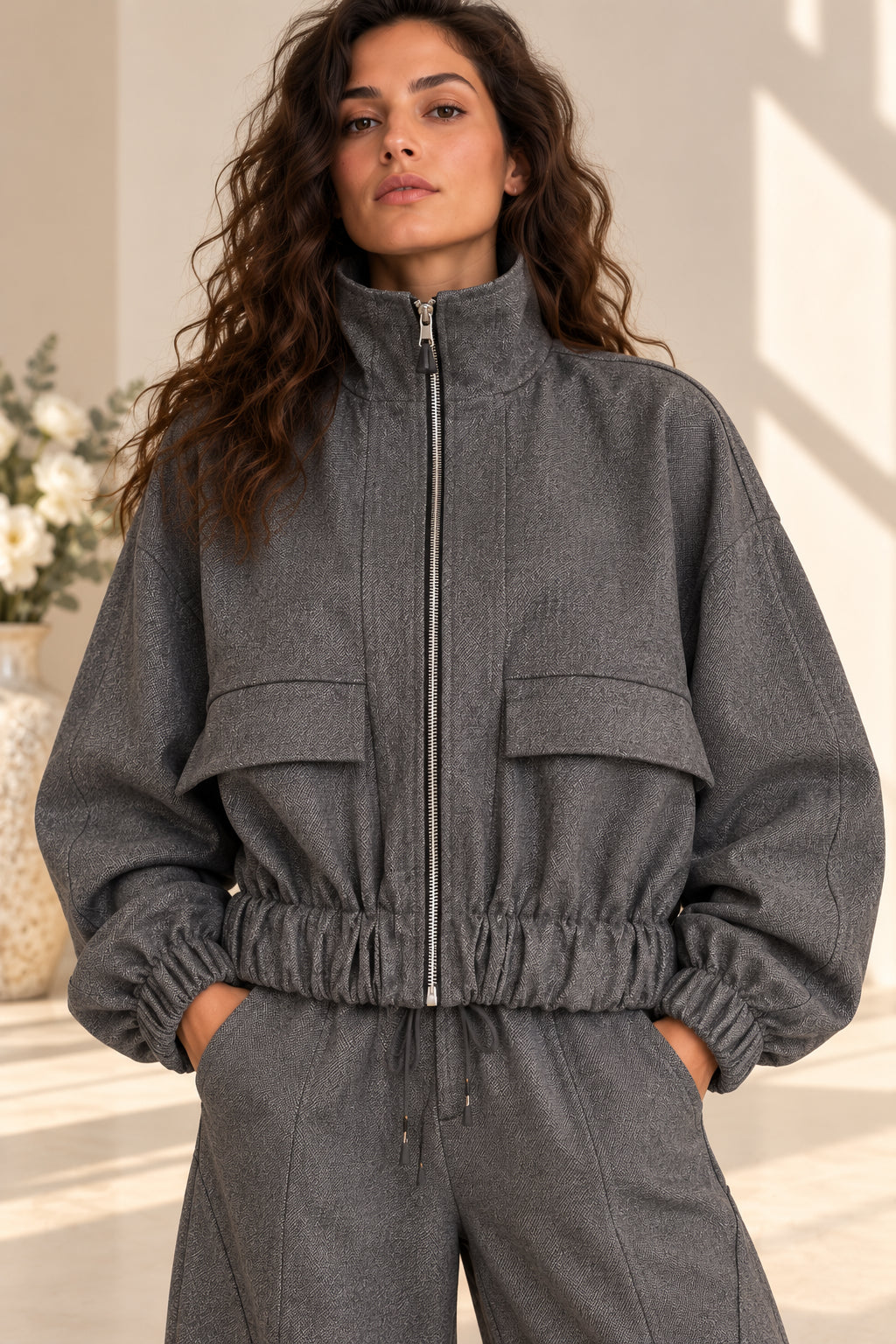 BOMBER CON COLLO ALTO E ZIP - PLEASE