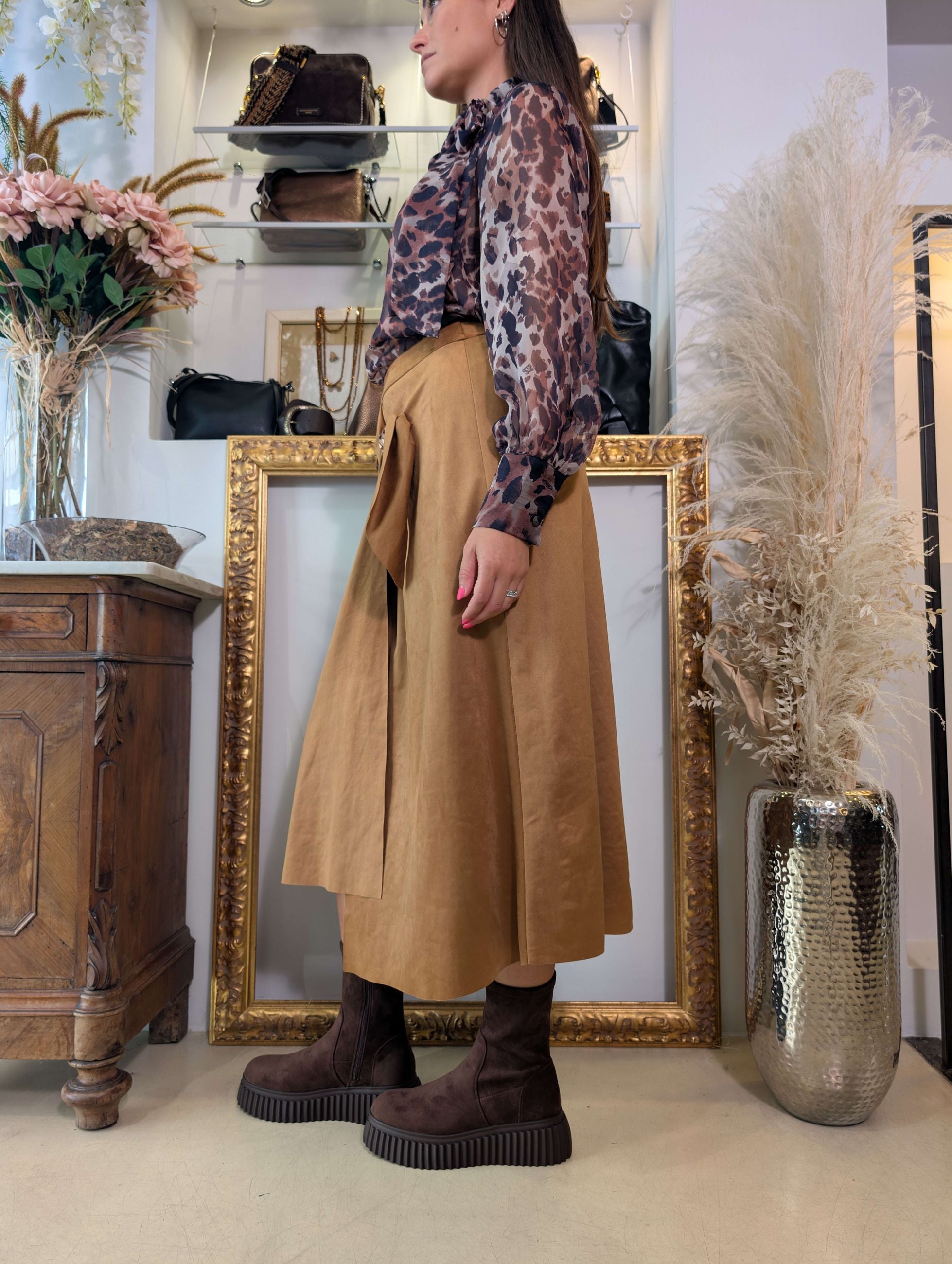 Gonna longuette in suede - SHE_FLORENCE_LAB