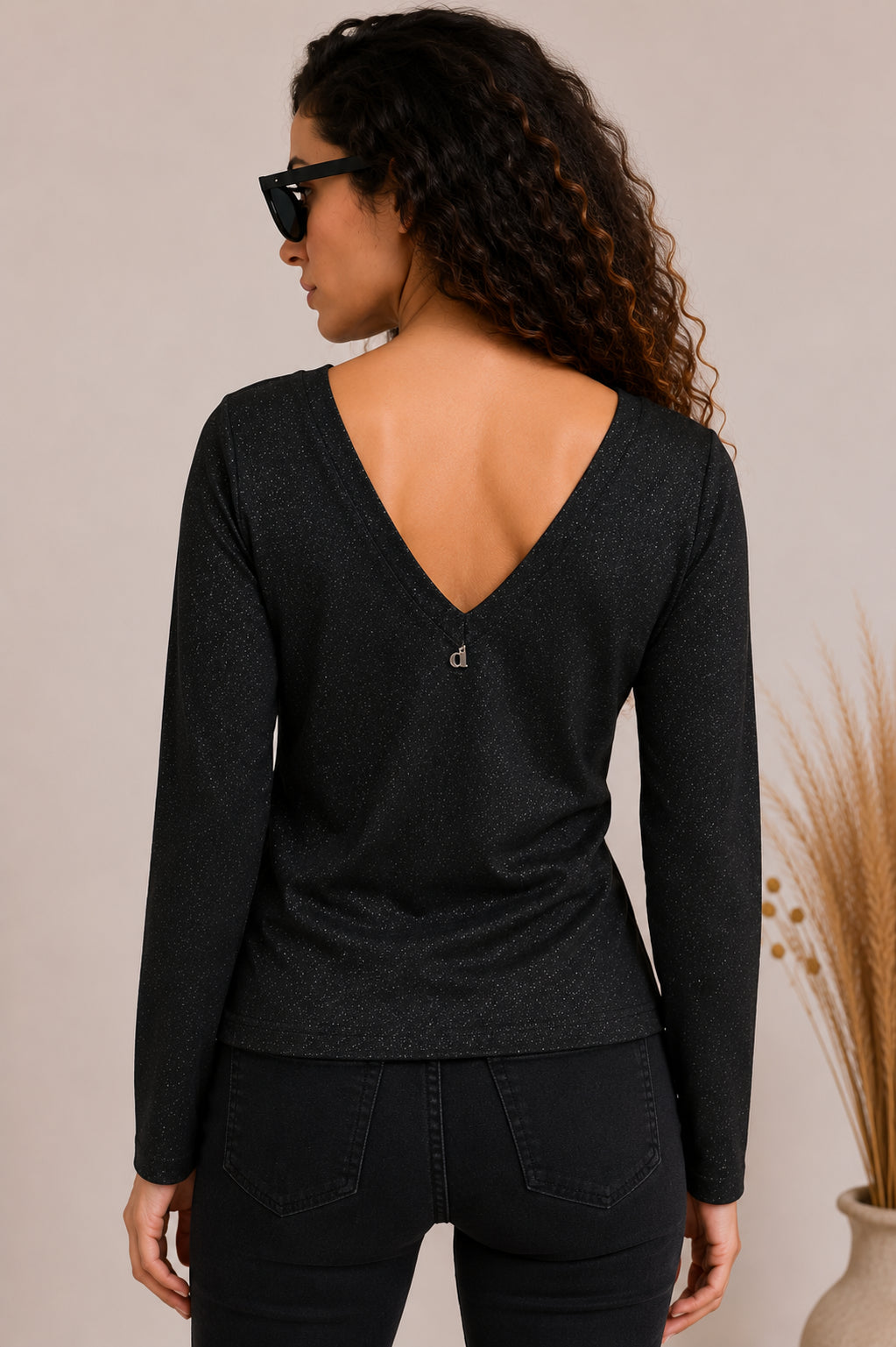 Maglia Lurex con Doppio Scollo a V - DIXIE