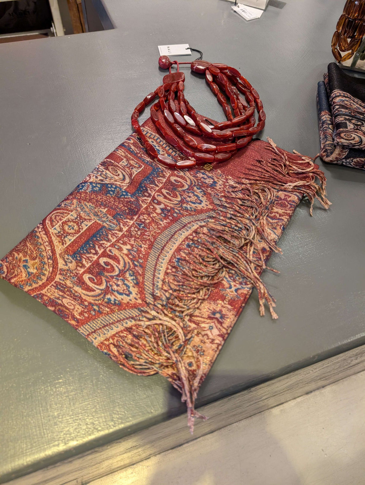 SCIARPA CAROLINE STAMPA PAISLEY ROSSO - NALI'