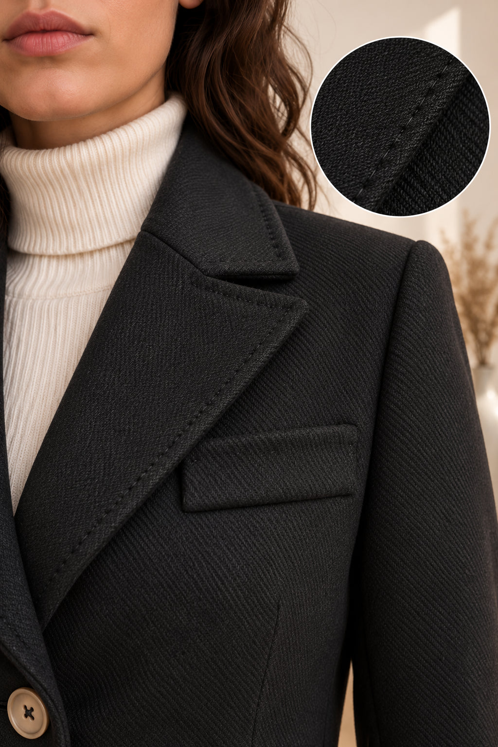 Cappottino slim fit in panno diagonale con impunture sartoriali - MARKUP DONNA