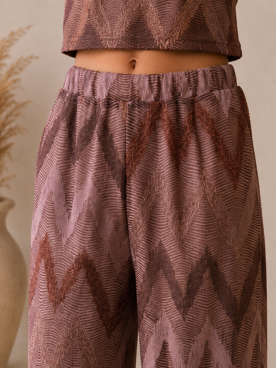 Pantalone palazzo in morbido jersey jacquard - VICOLO
