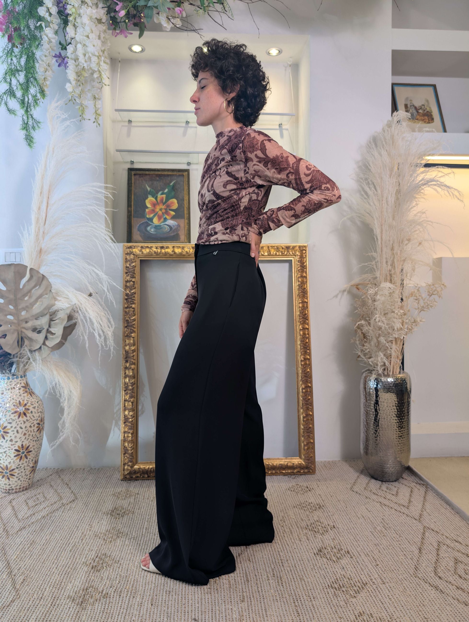 Pantalone palazzo in fluido cadì armaturato - DIXIE