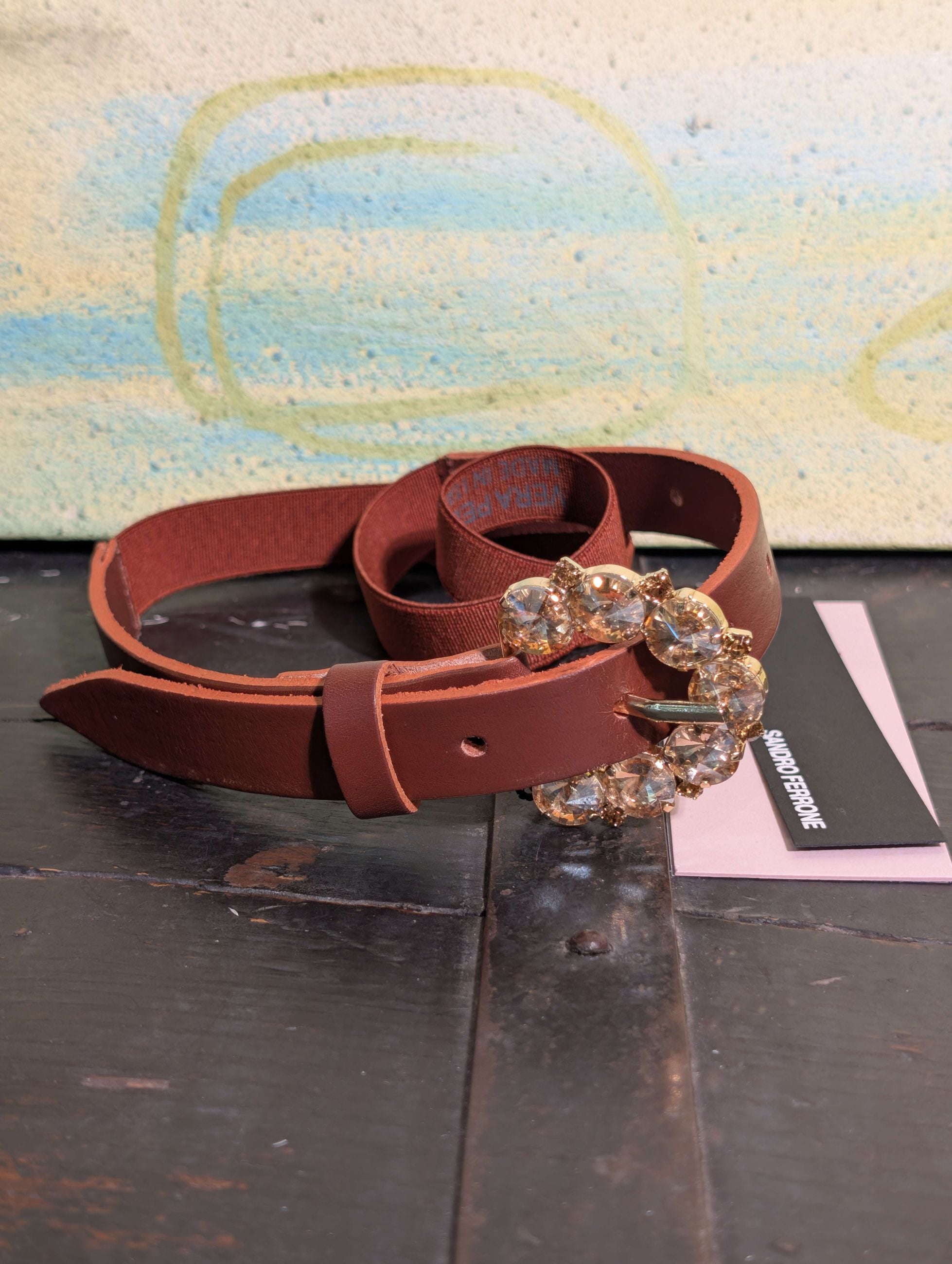 Cintura sottile con fibia di castoni - Sandro Ferrone