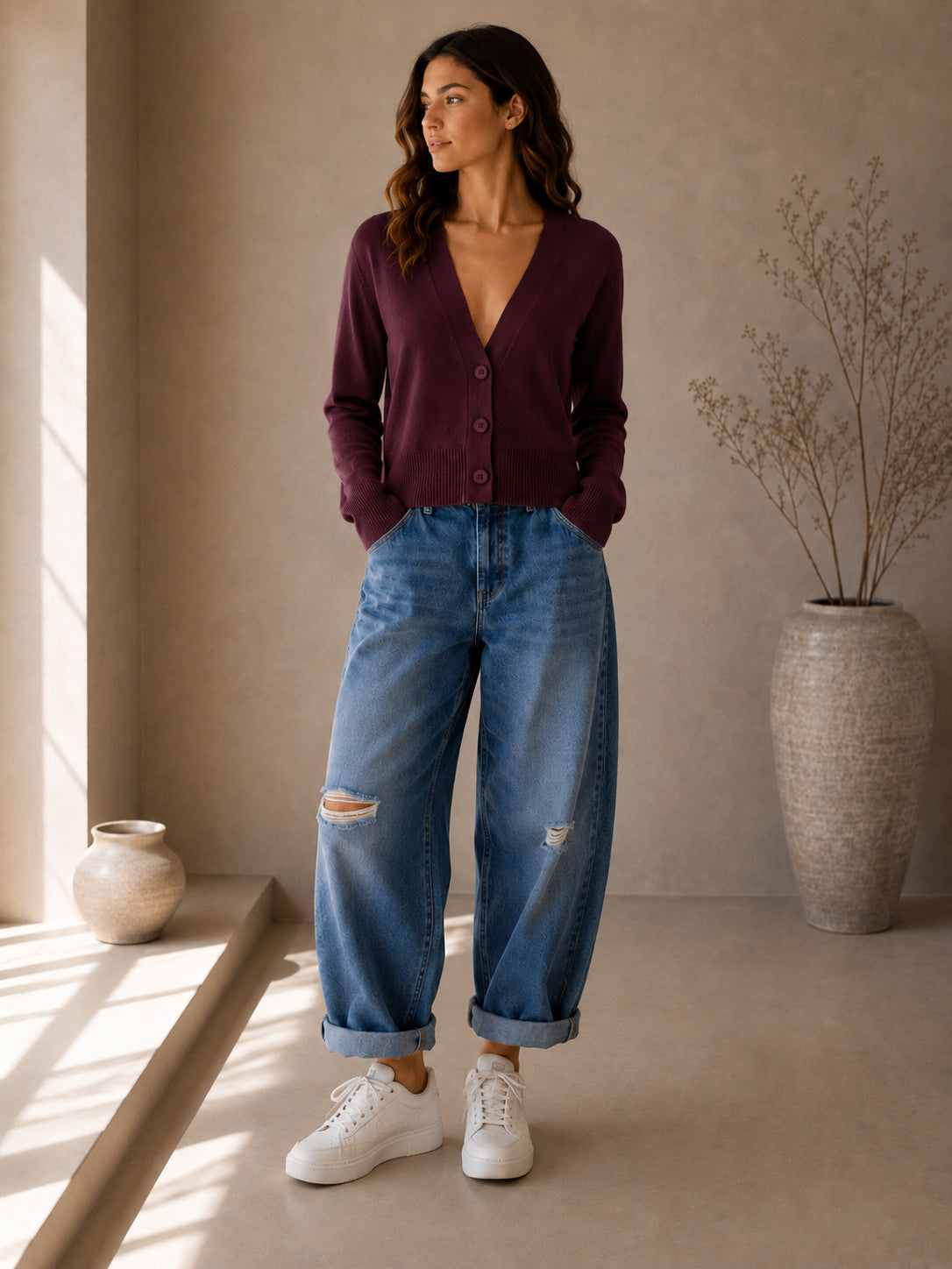 Cardigan corto in viscosa-angora - .SOLO TRE