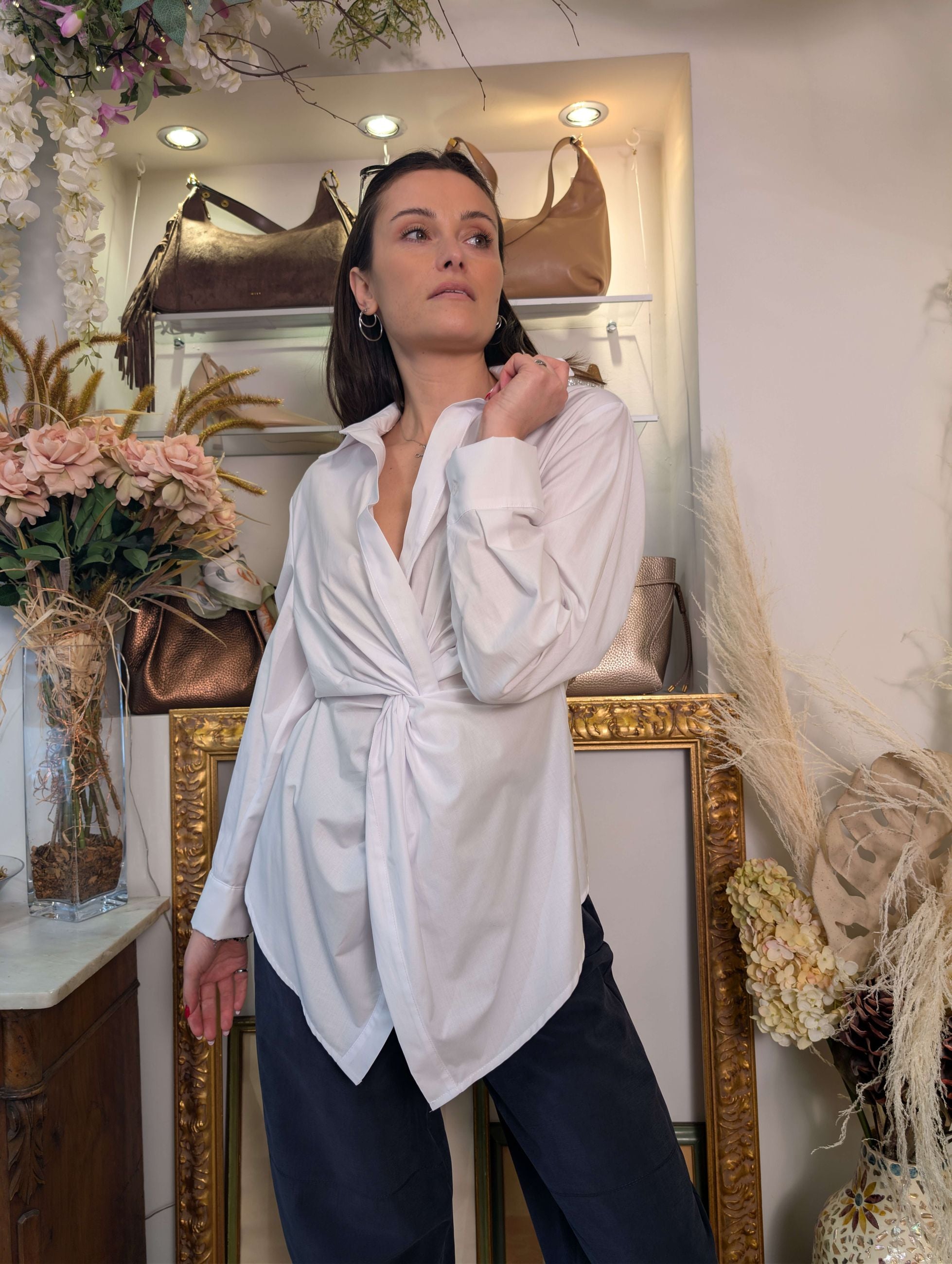 Camicia incrocio e punte in cotone fil à fil - TENSIONE IN