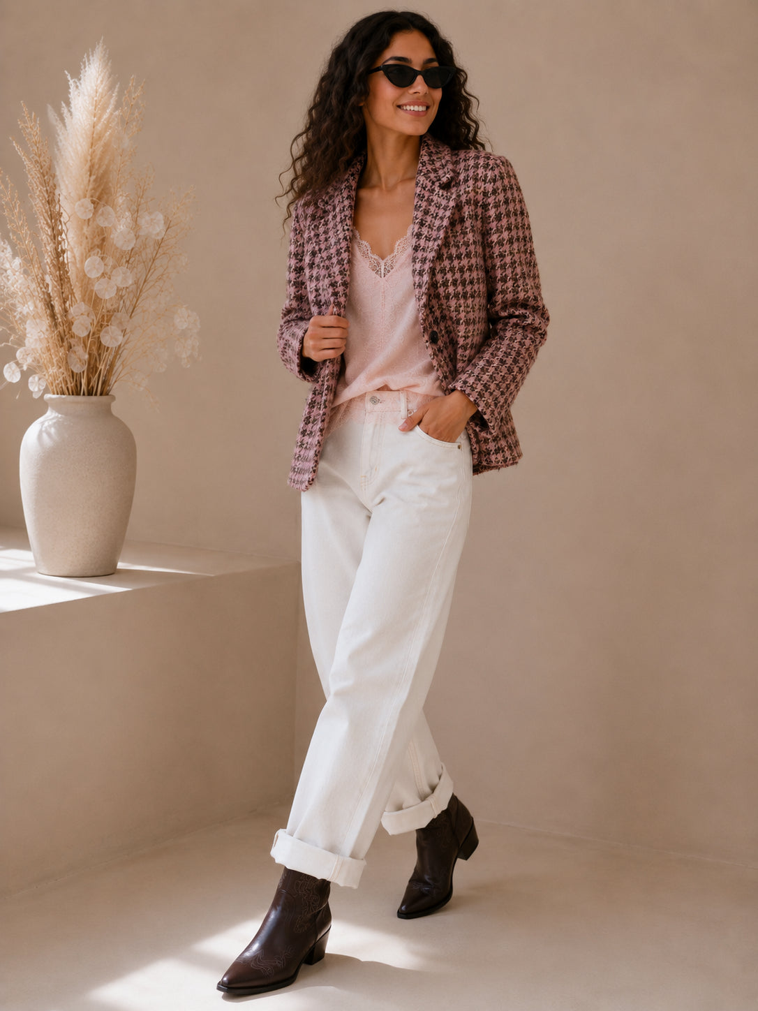 Giacca in pied de poule multicolor con filo lurex - VICOLO