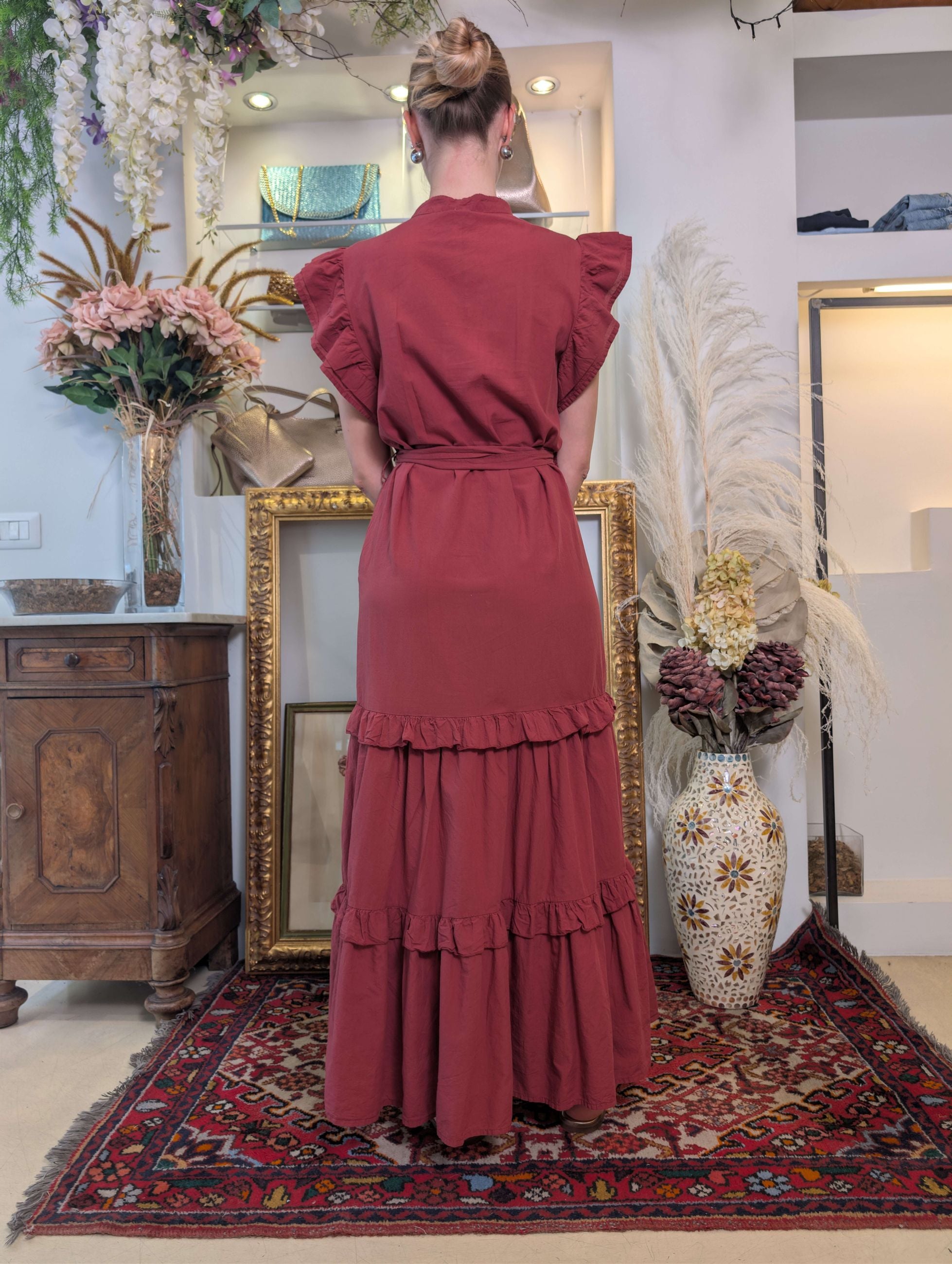 Abito lungo in mussola di cotone - SHE_FLORENCE_LAB