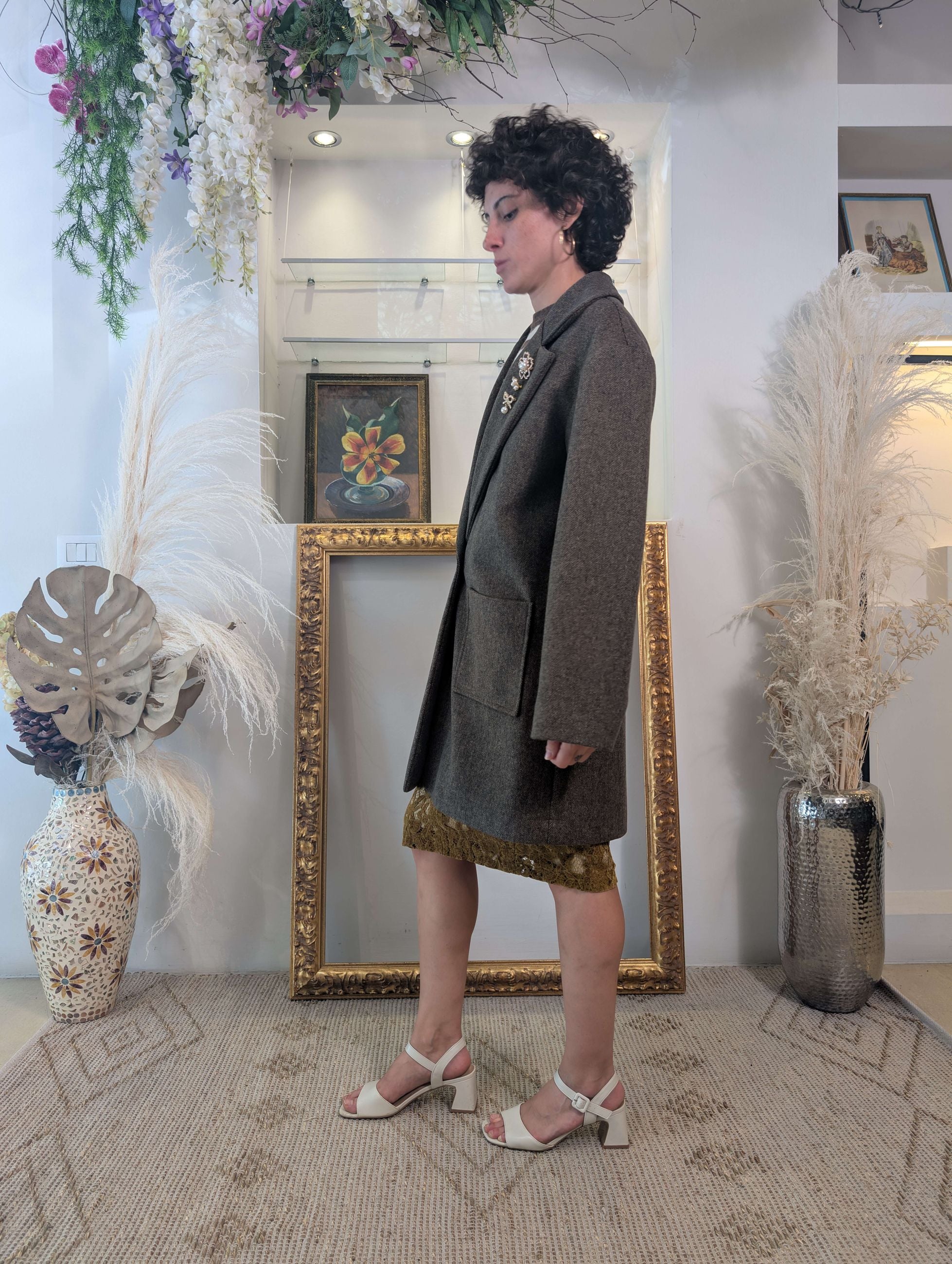 Cappotto melange con spille - LE SARTE DEL SOLE