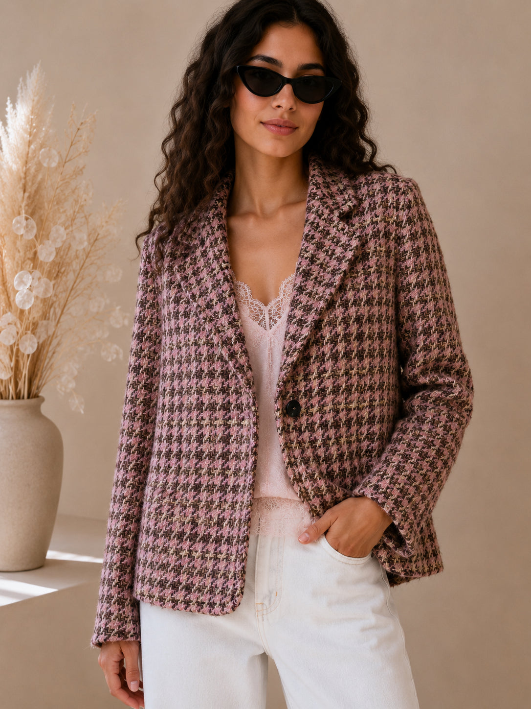 Giacca in pied de poule multicolor con filo lurex - VICOLO