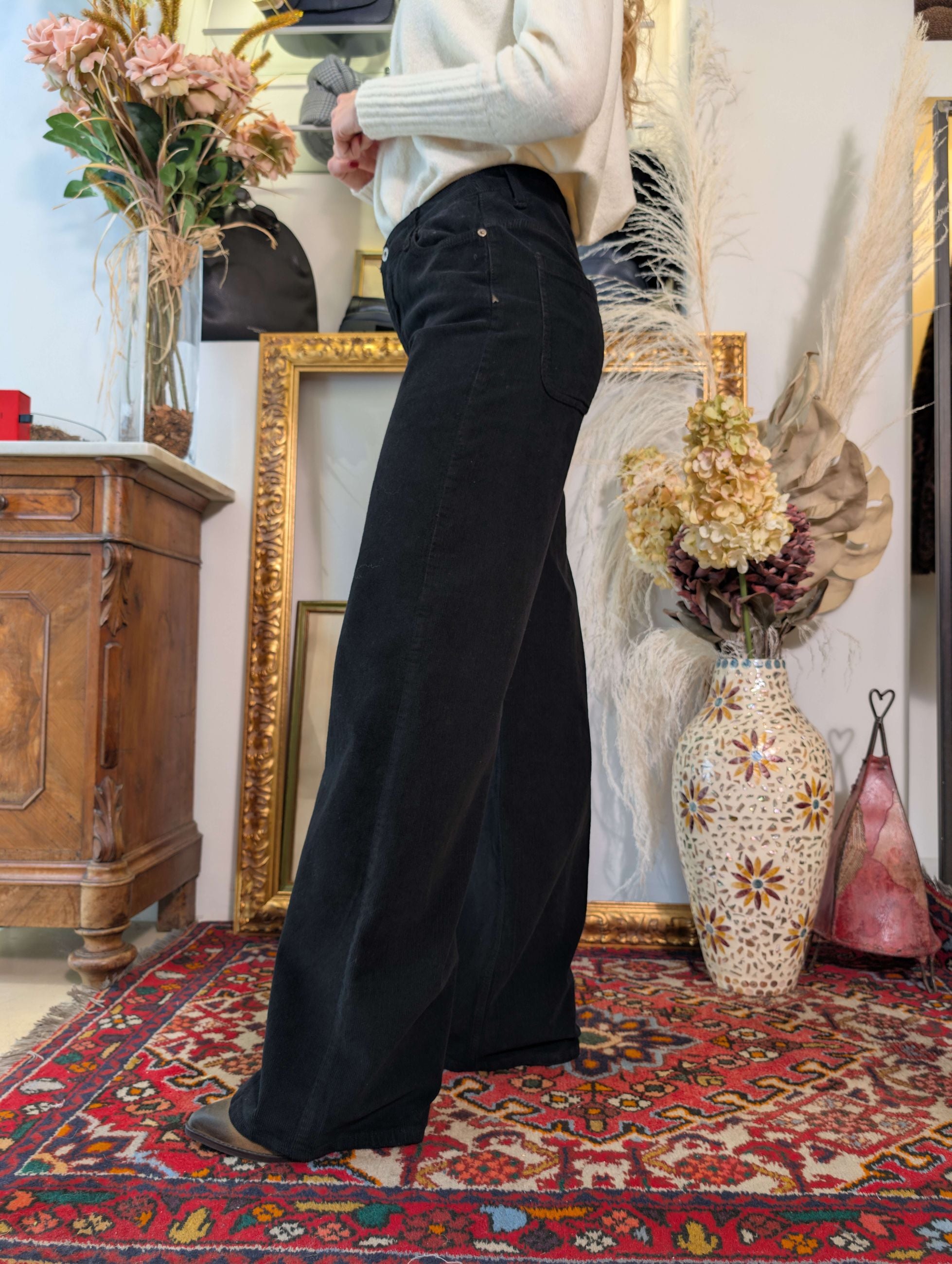 Pantalone palazzo in velluto 1.000 righe - PLEASE