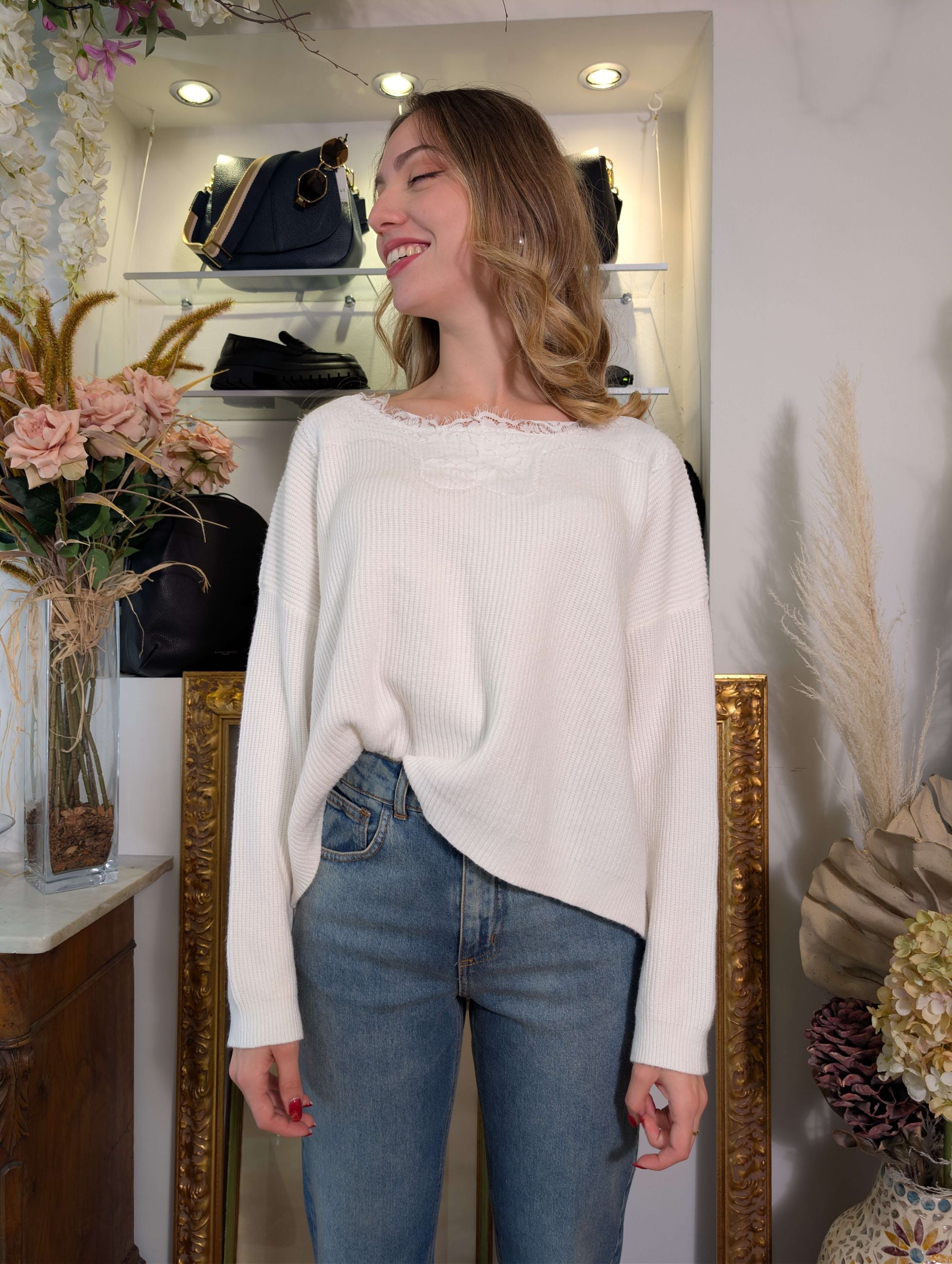 Maglia a scatoletta con pizzo - HAVE ONE