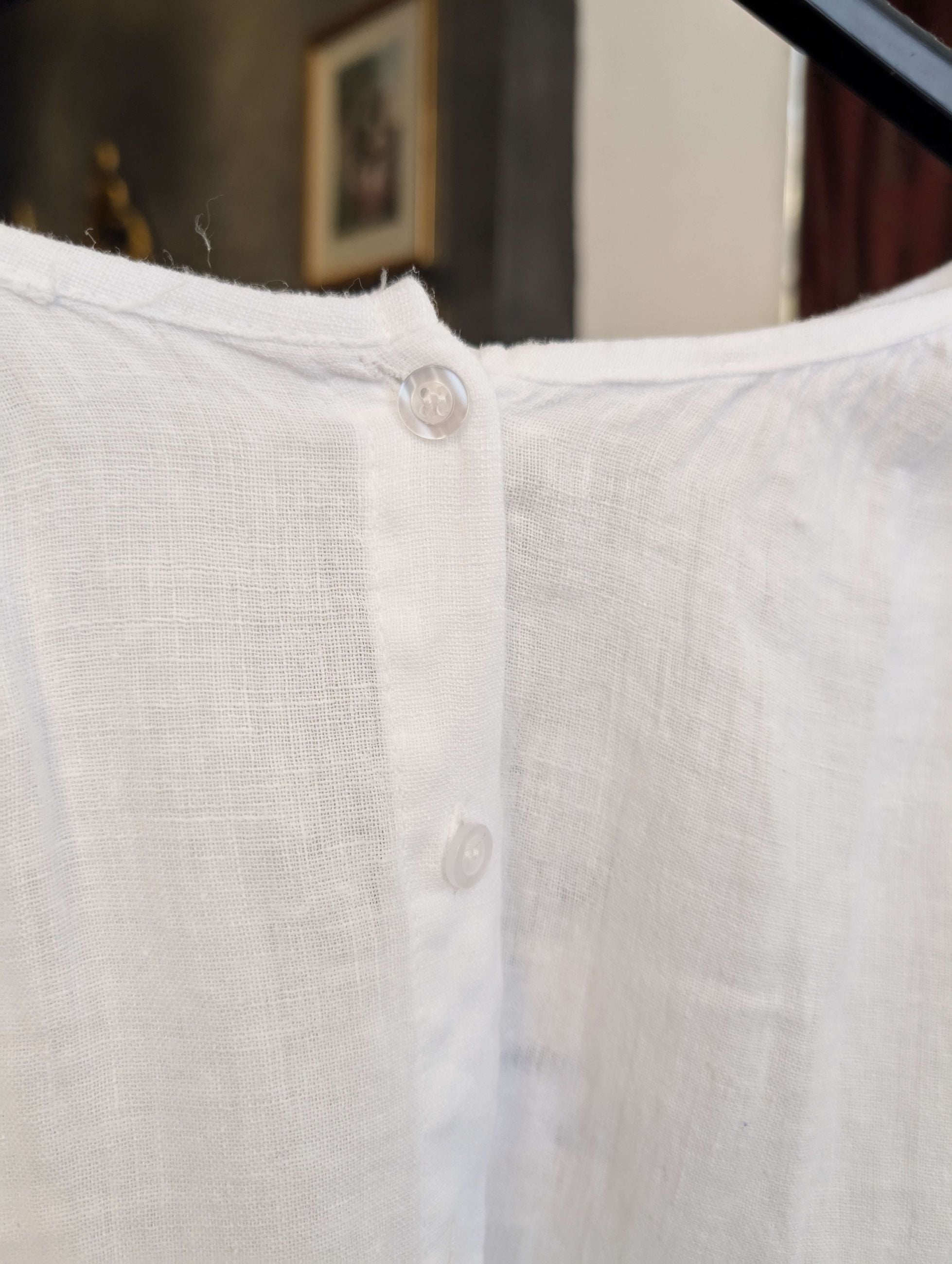 Camicia Ampia in Lino con Collo alla Coreana -