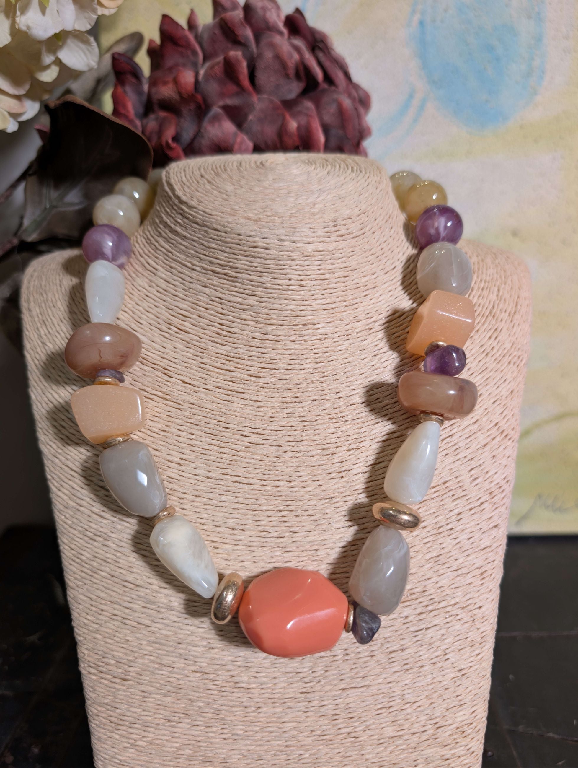 COLLANA GIROCOLLO CIOTTOLI IN RESINA ROSA - NALI'