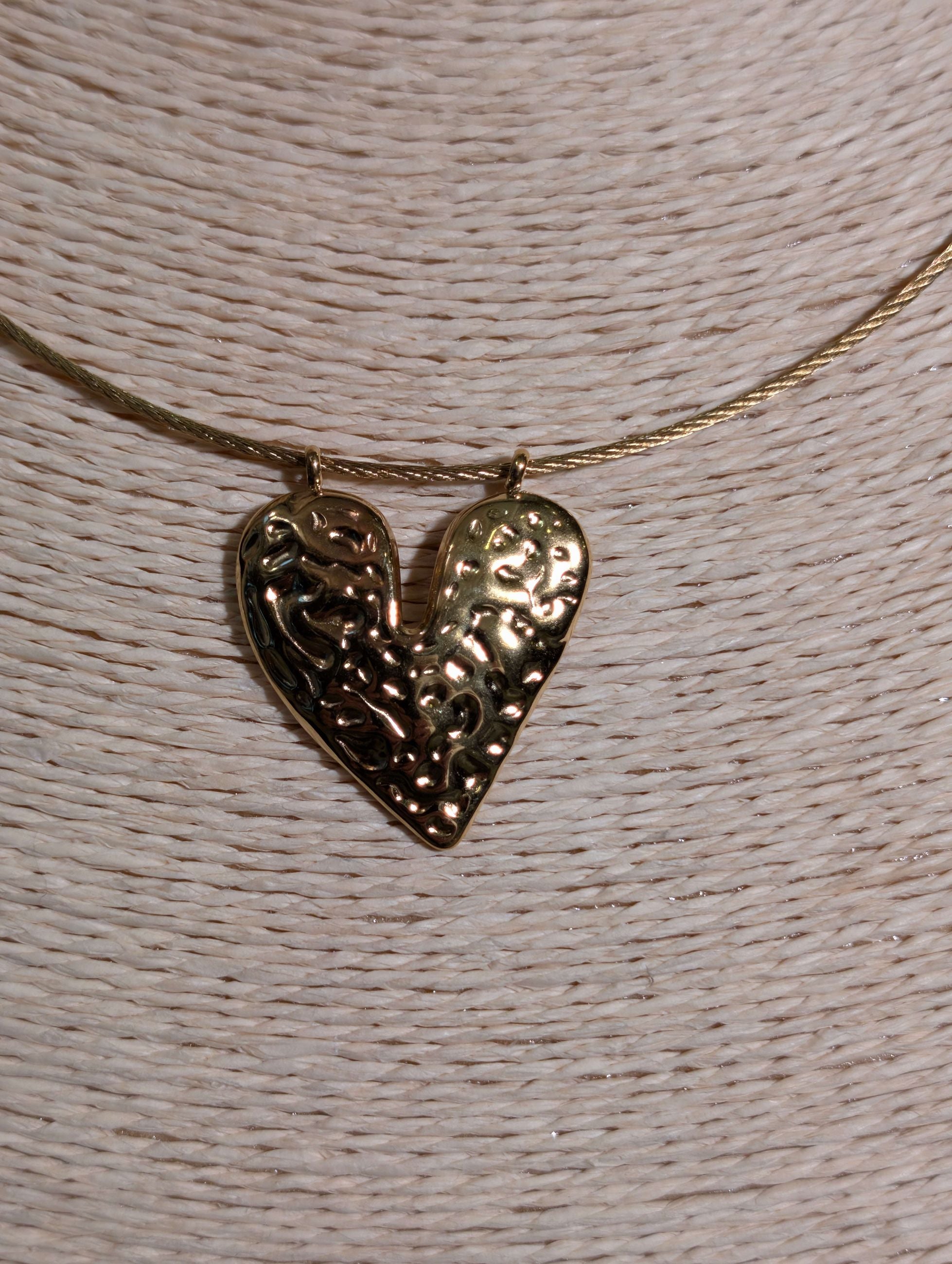 COLLANA CON PENDENTE CUORE BIG LAVORATO ORO - NALI'