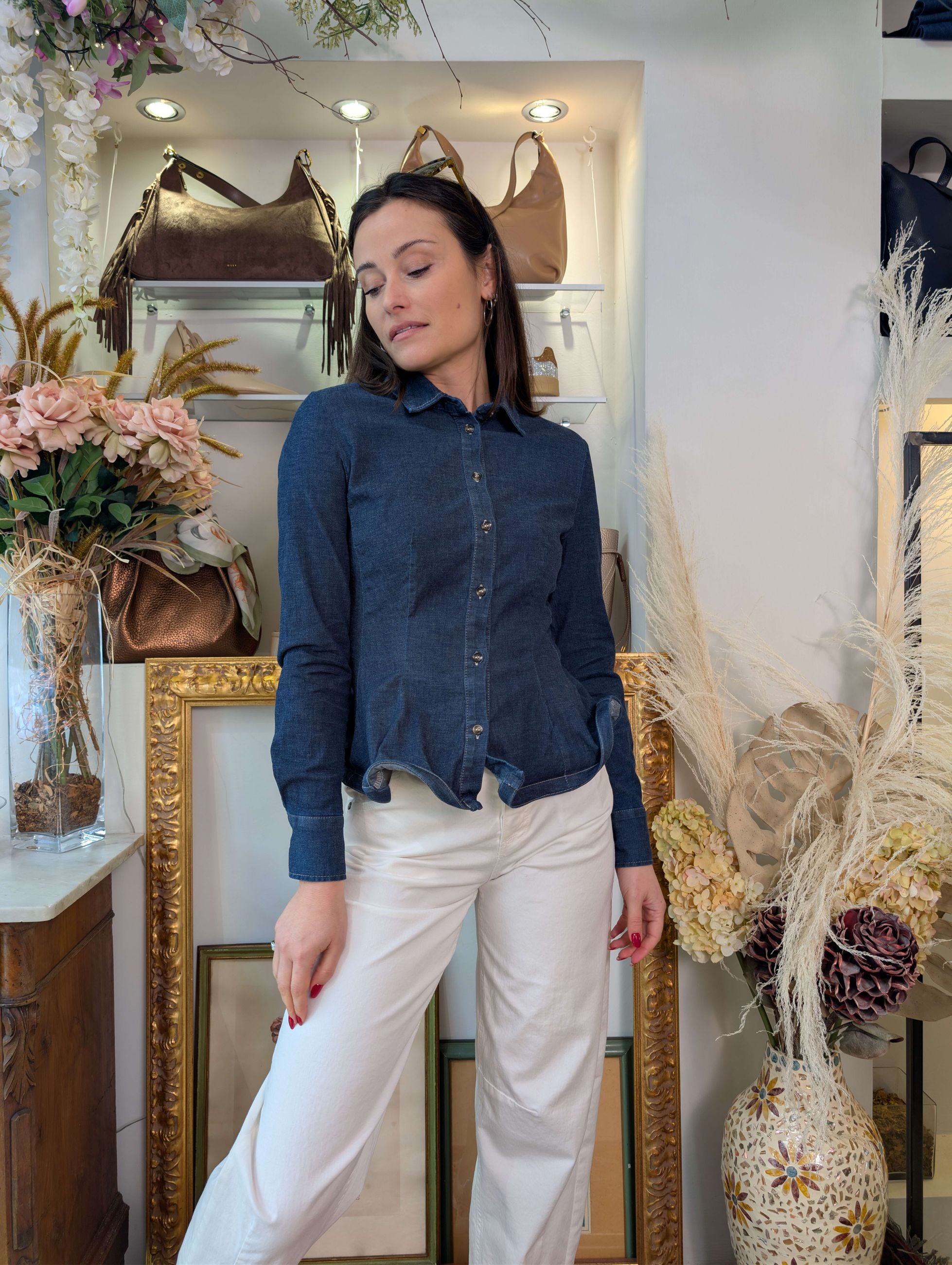 Camicia "couture" in light denim - PLEASE