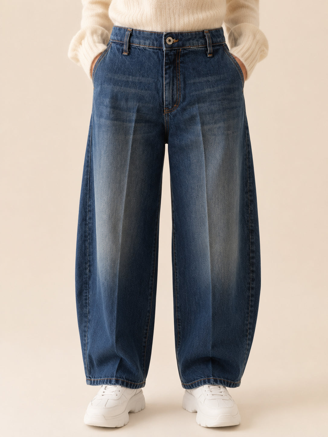 Panta chino in denim vestibilità barrel - PLEASE