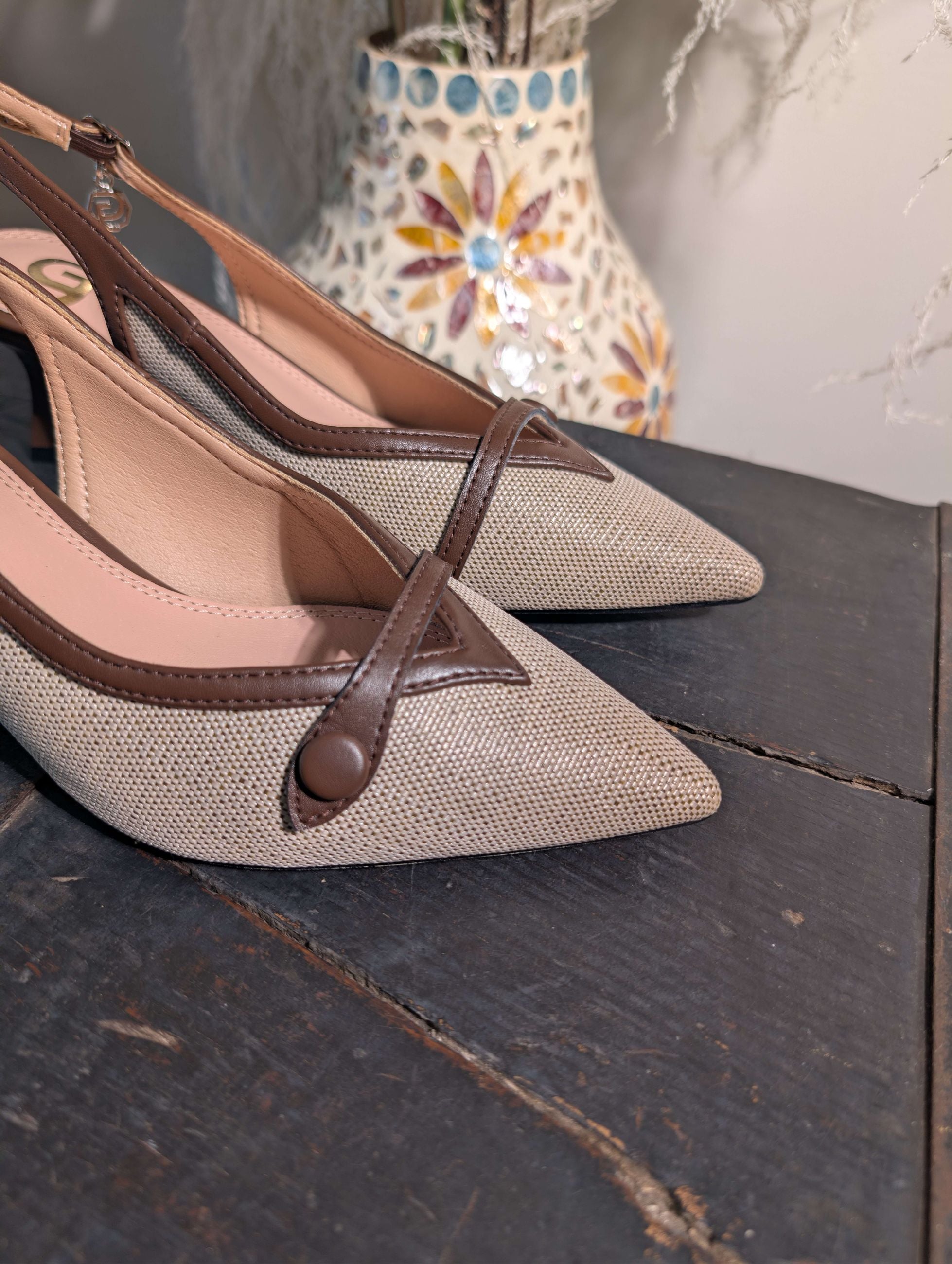 SLINGBACK INTRECCIATA CON MORSETTO - GOLD & GOLD