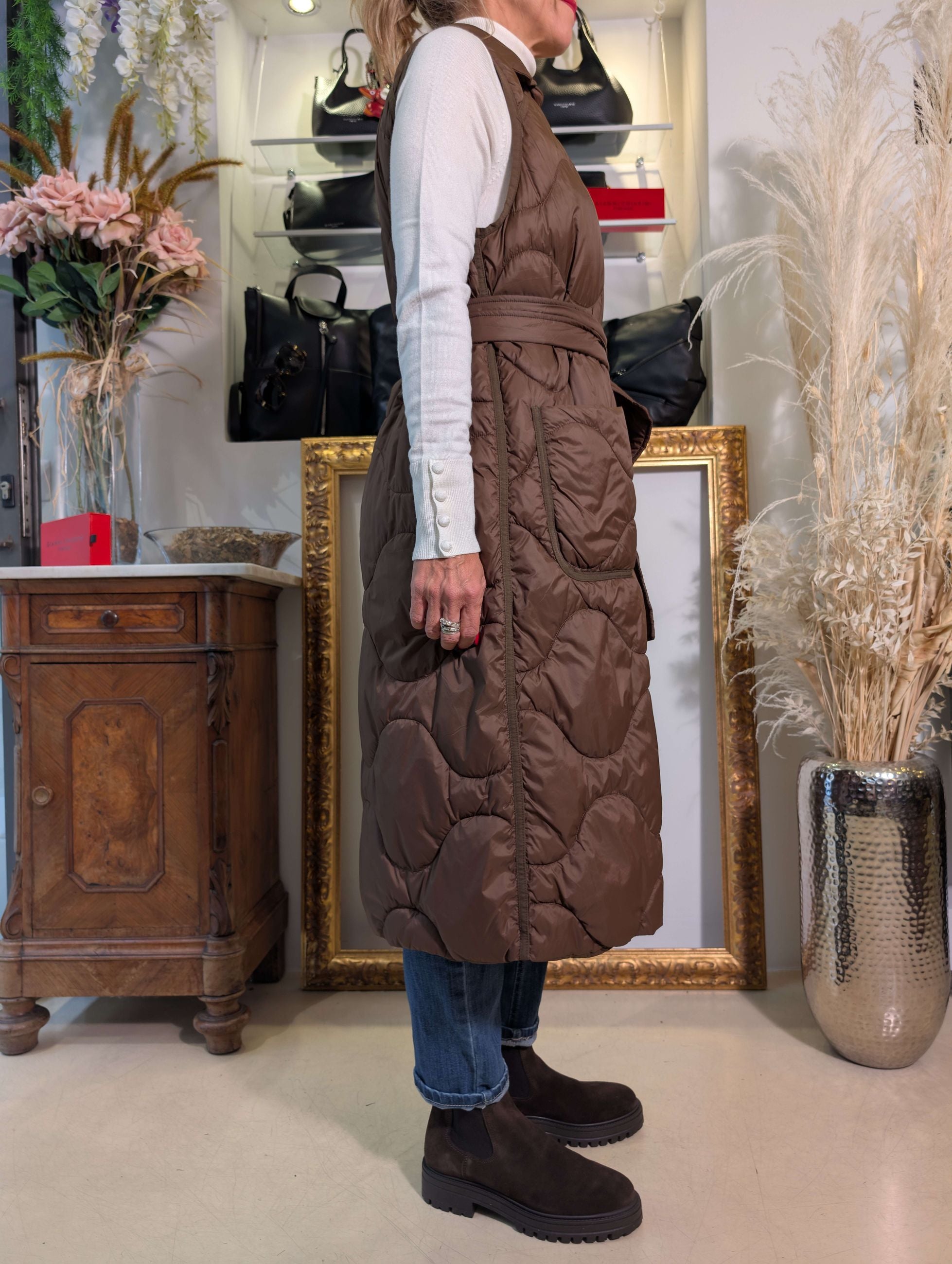 Gilet trapuntato lungo - PLEASE