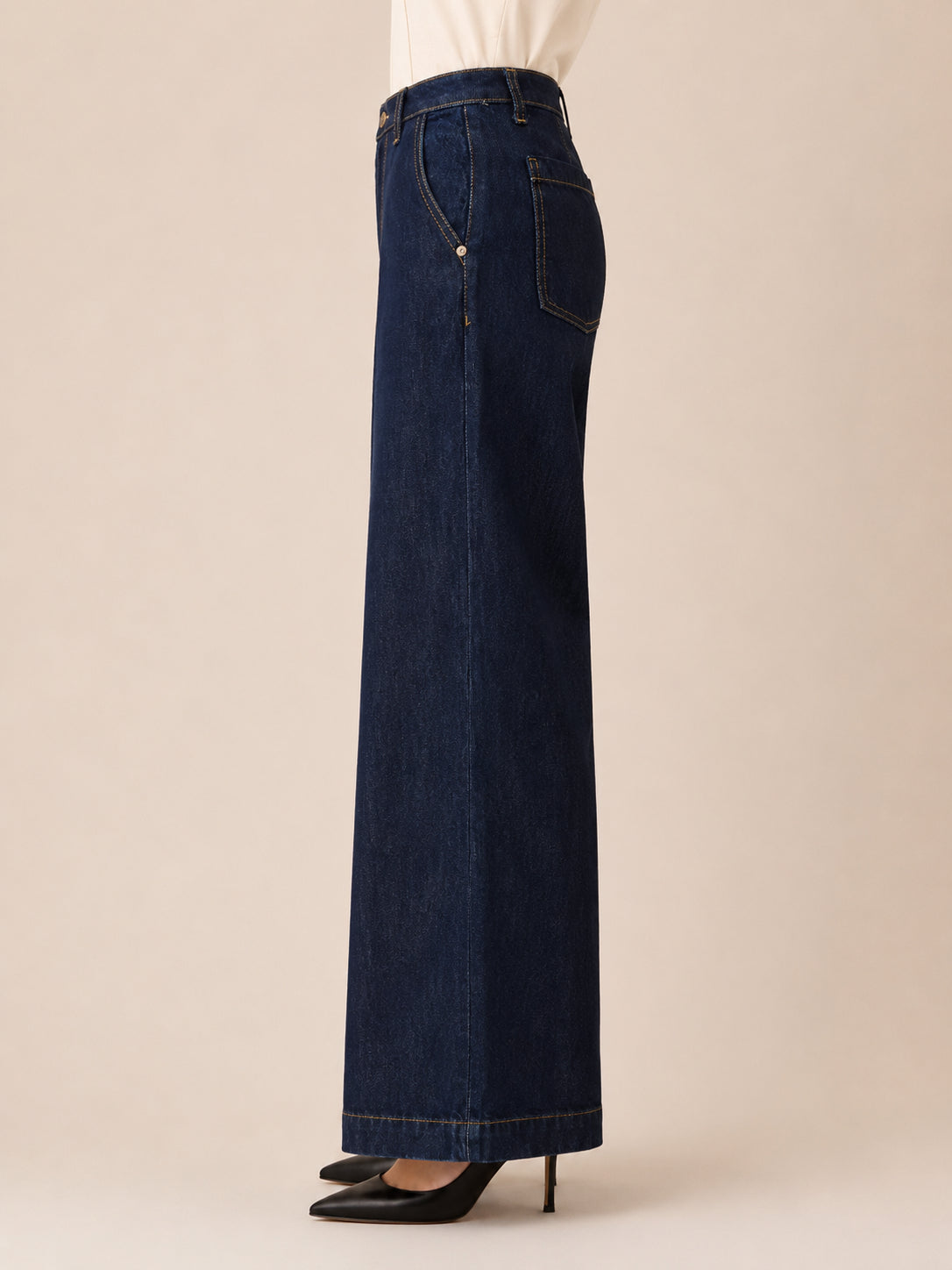 Panta palazzo in denim cotone_tencel - PLEASE