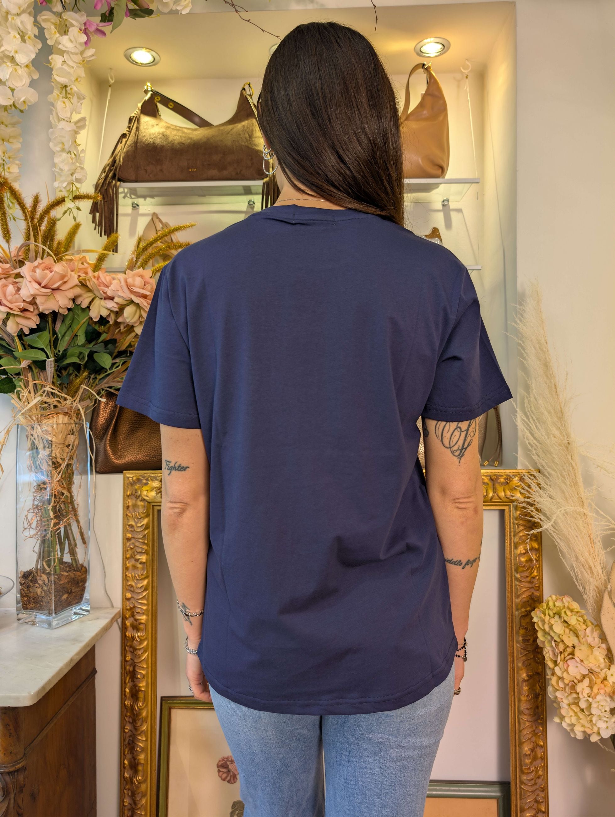 T-shirt girocollo con taschino ricamato - Sandro Ferrone