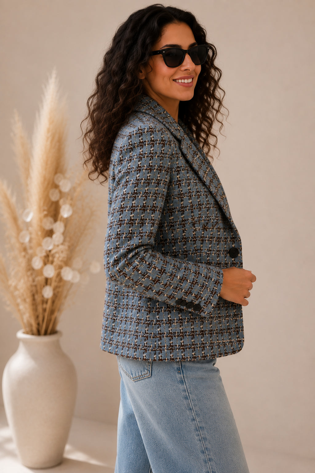 Giacca in pied de poule multicolor con filo lurex - VICOLO