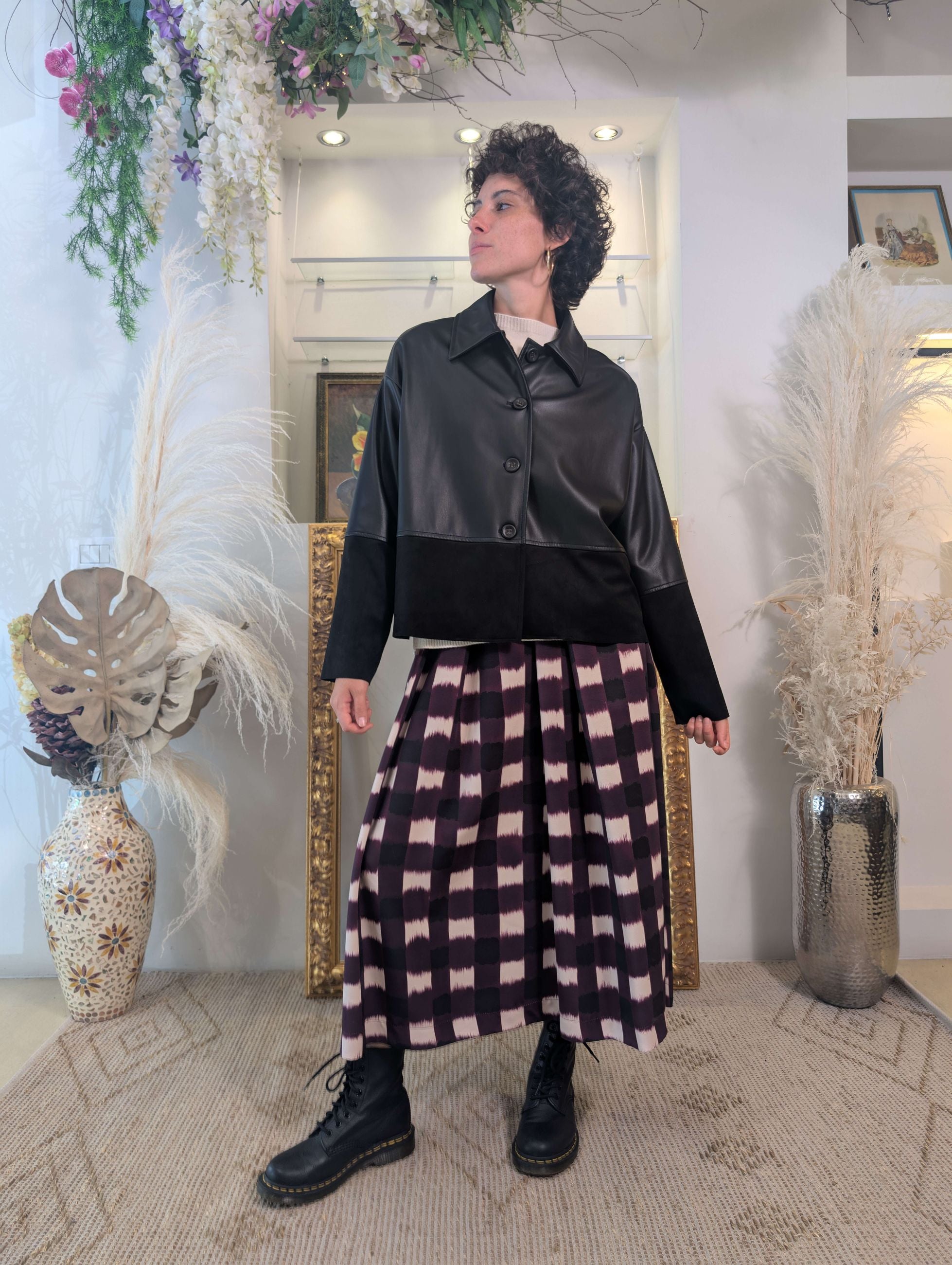 Giacca in pelle sintetica e inserti suede - DIXIE