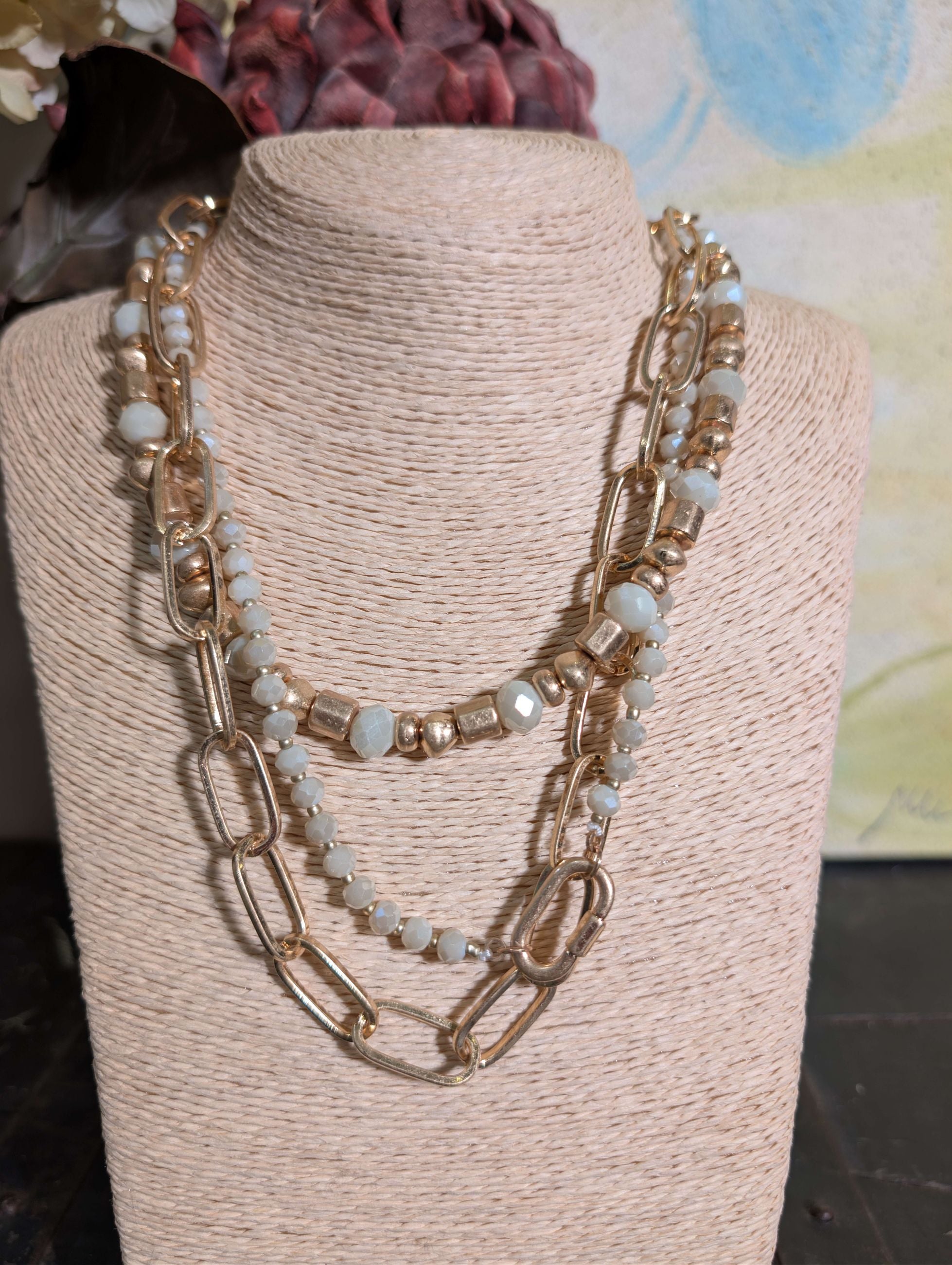 COLLANA MULTIFILO CON CATENA ORO - NALI'