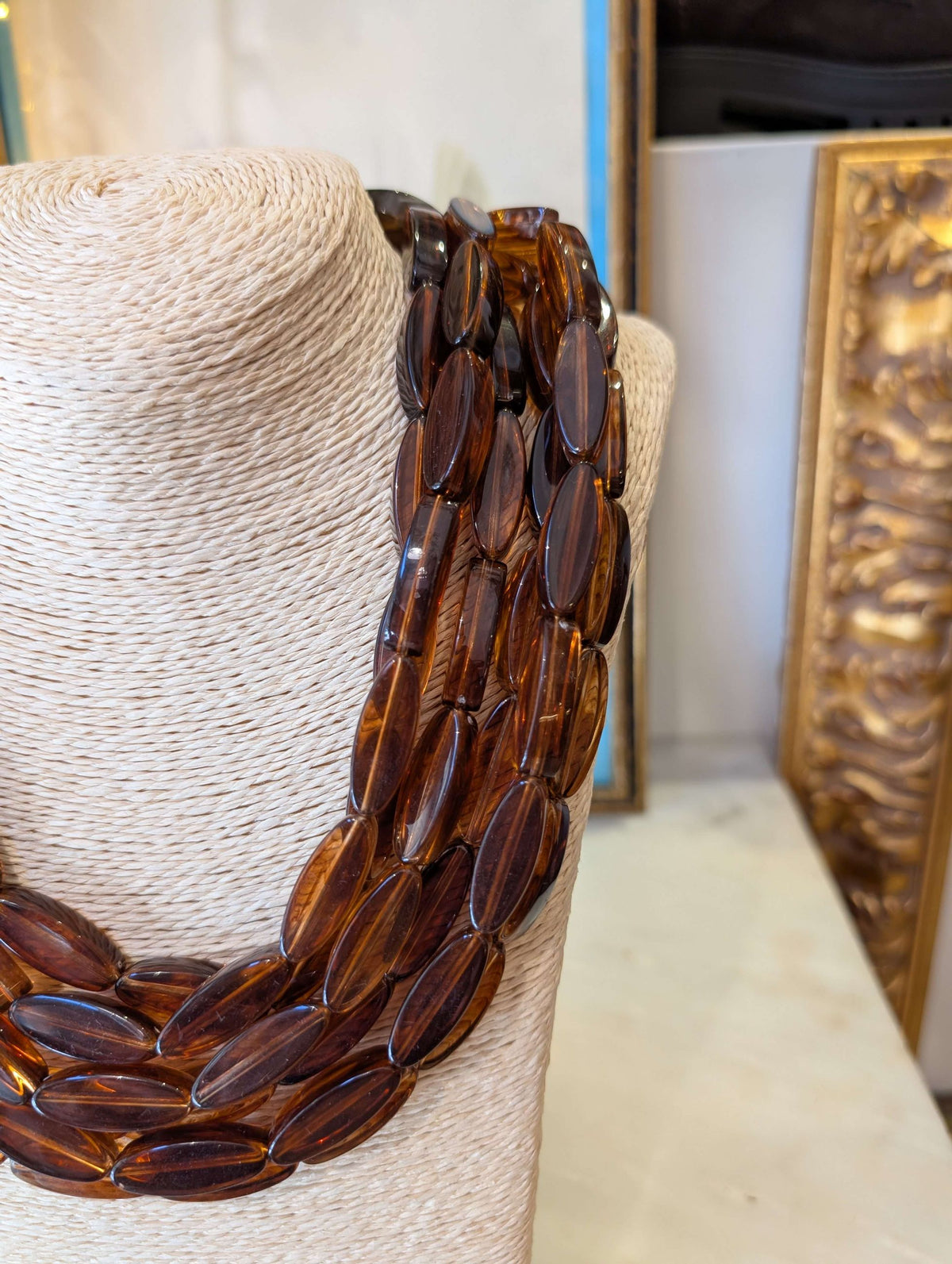 COLLANA AGATA MULTIFILO IN RESINA MARRONE - NALI'