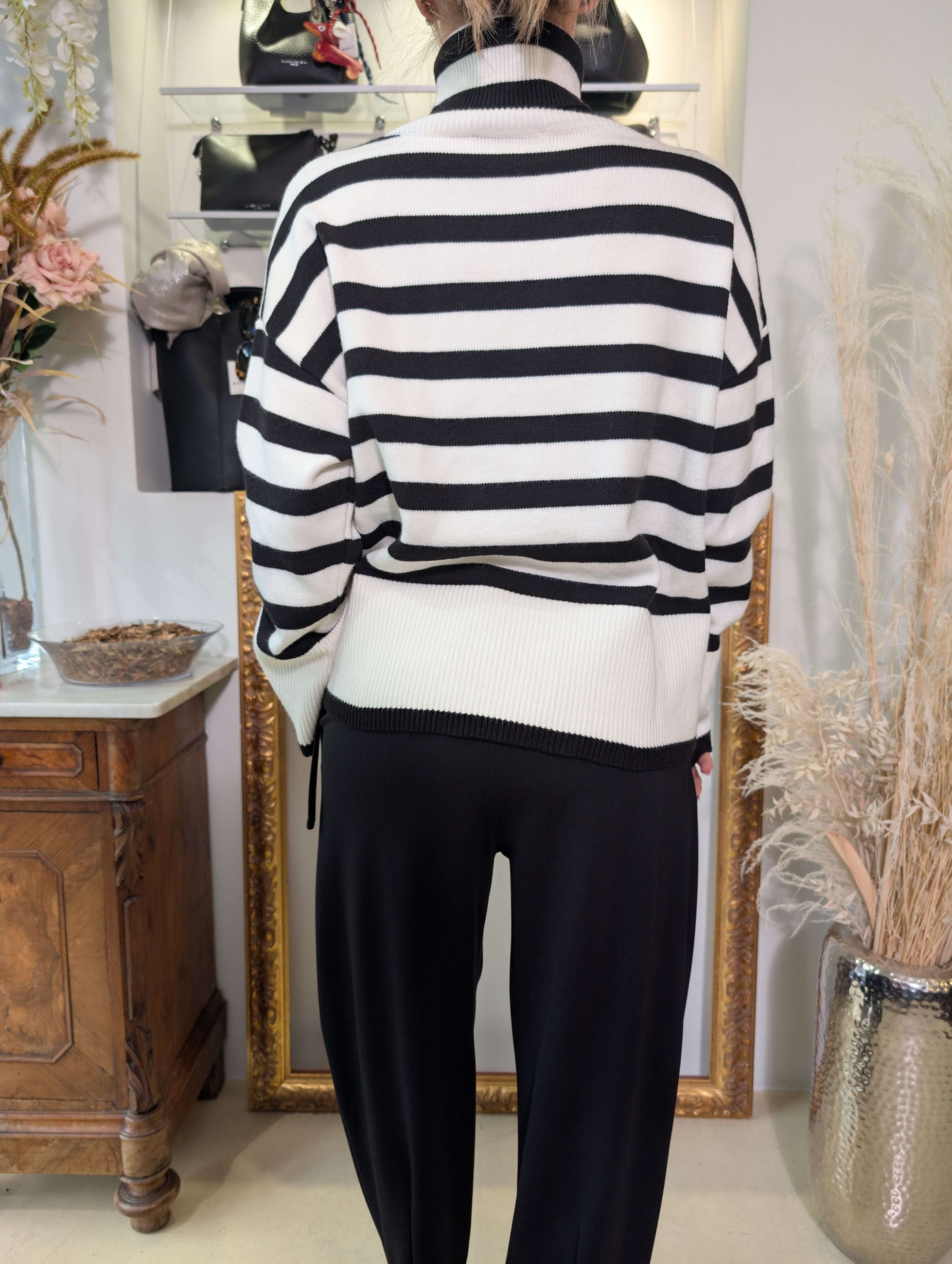 Maglia french stripes a collo alto - ANNARITA N
