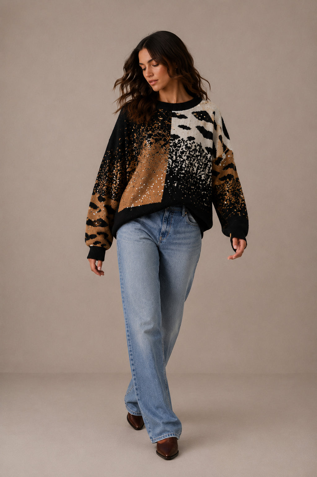 Maglia jacquard con paillettes - Sandro Ferrone