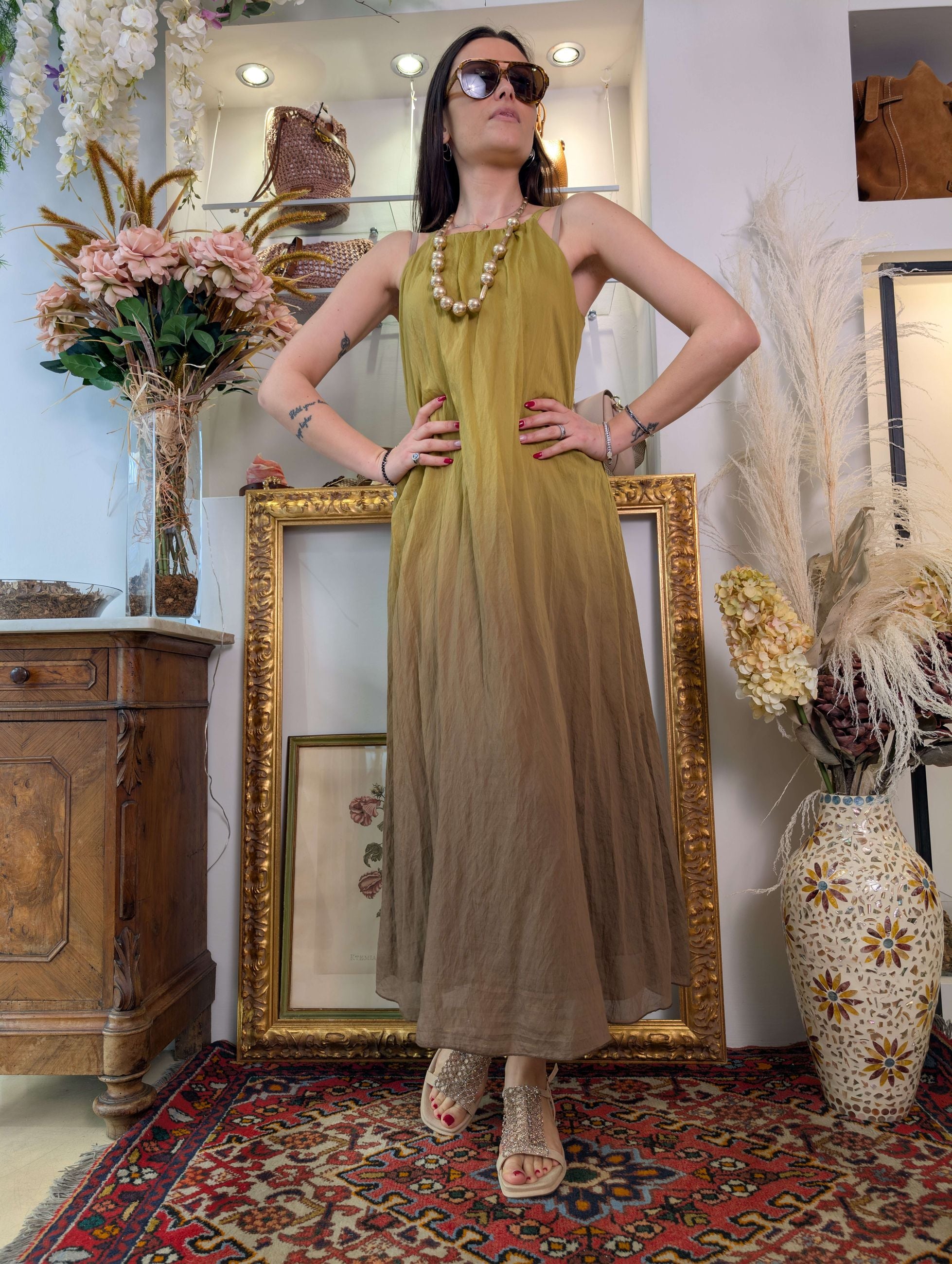 Abito degradé maltinto lime & caffé - LE SARTE DEL SOLE