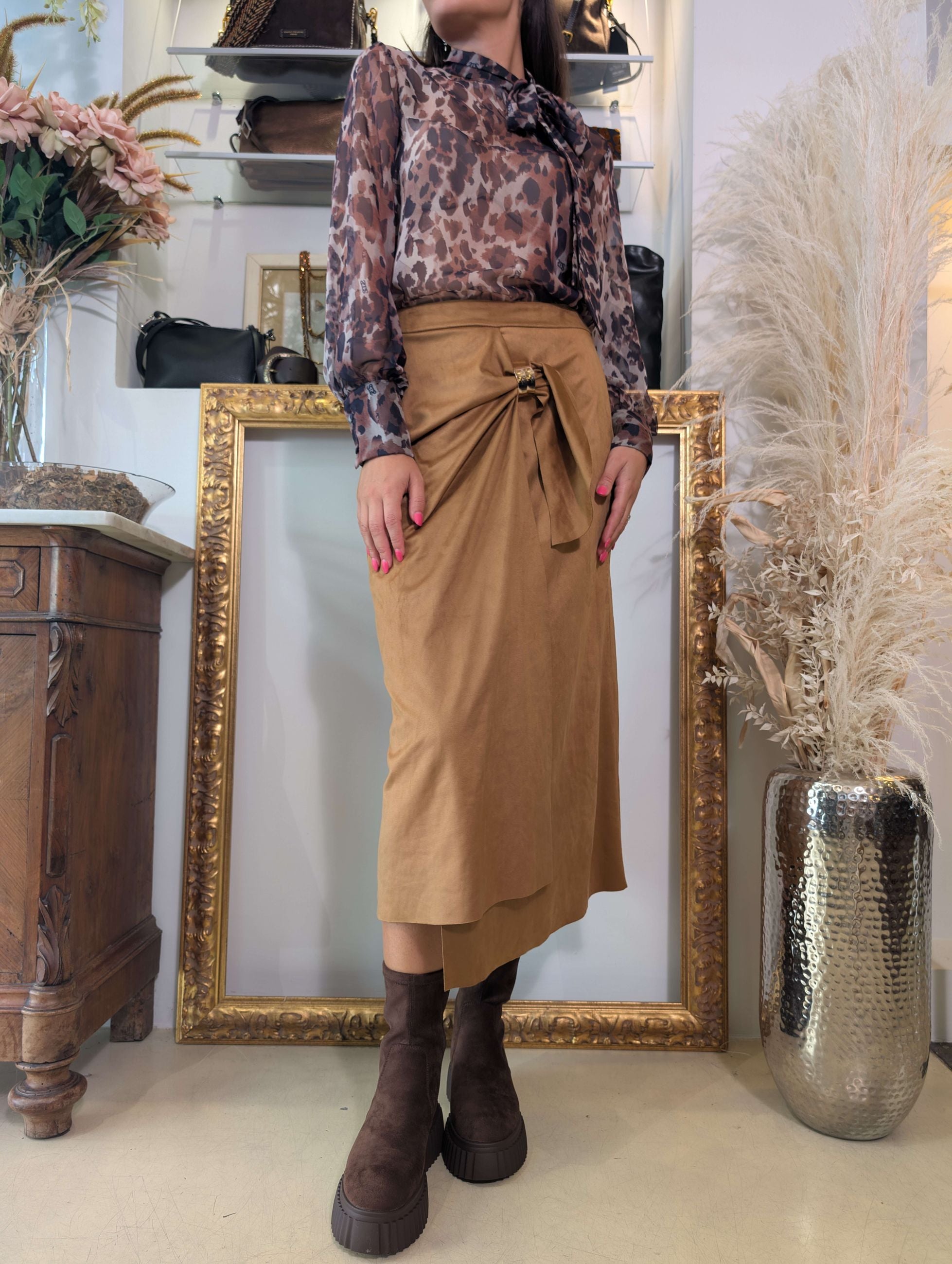 Gonna longuette in suede - SHE_FLORENCE_LAB
